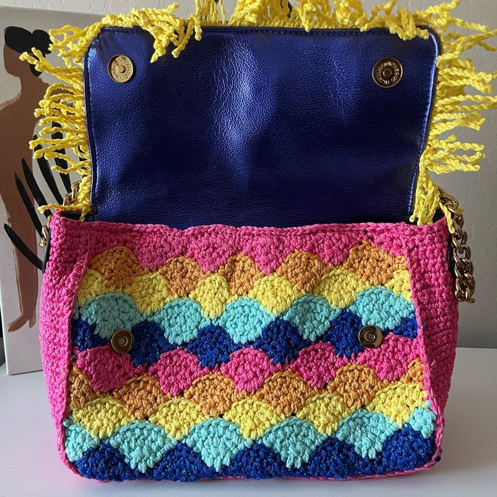 Kurt Geiger Kurt Geiger Kensington Rainbow Multicolor Crochet Knit Fring Size ONE SIZE - 4 Thumbnail