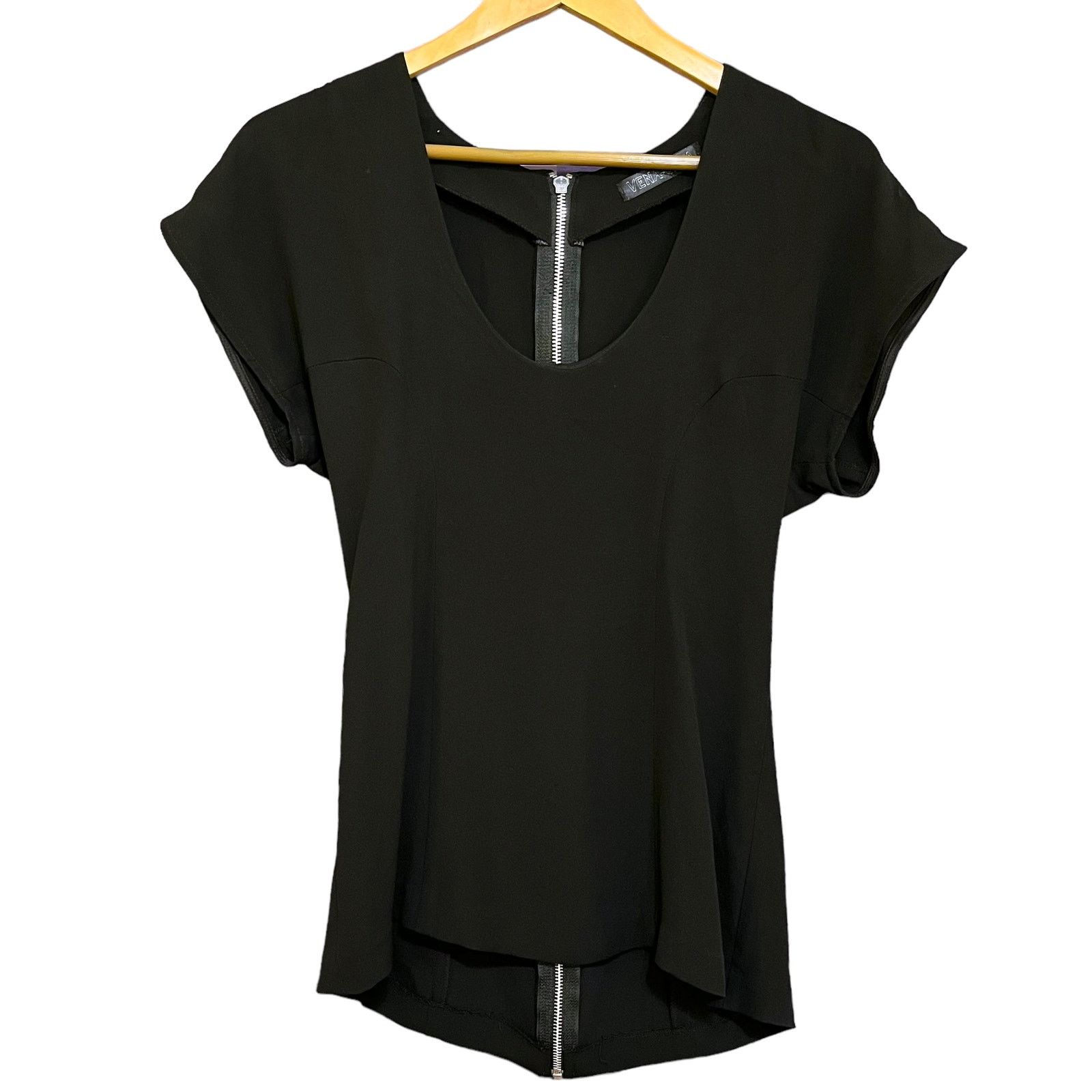 Other Vena Cava Black Scoop Neck Zip Back High-Low Fitted Top Size S / US 4 / IT 40 - 7 Thumbnail