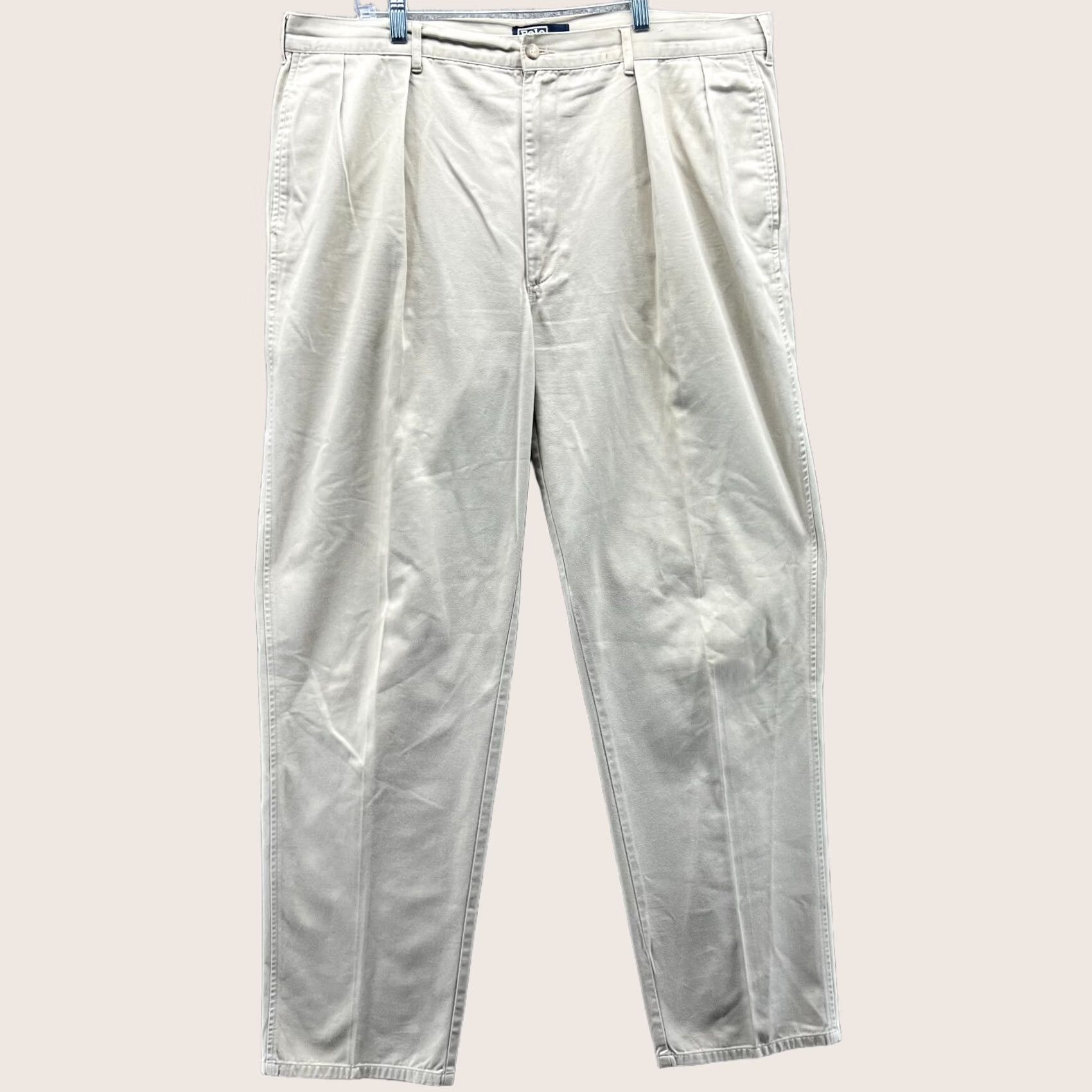Polo Ralph Lauren VINTAGE Polo Ralph Lauren Pants Dress Men 36x30 Khaki Beige Pleated Straight 36 in Inseam 30in Size US M / EU 48-50 / 2 - 1 Thumbnail