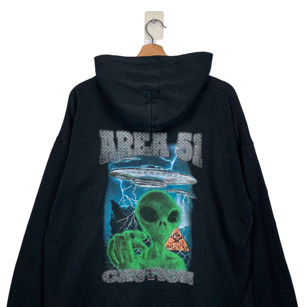 Vintage AREA 51 Alien Ufo Graphics Print Pullover Hoodies #1691-C75 Size US L / EU 52-54 / 3 - 2 Thumbnail