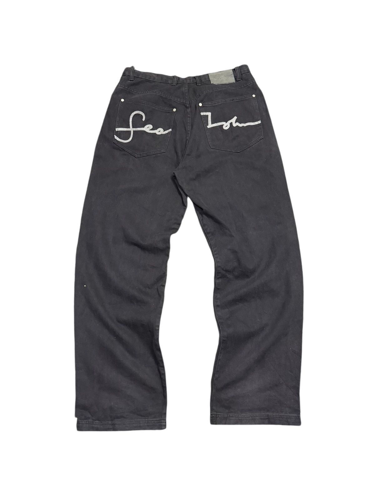 Sean John Vintage Sean Jean Super Black Baggy Denim Embroidered Size US 34 / EU 50 - 8 Thumbnail