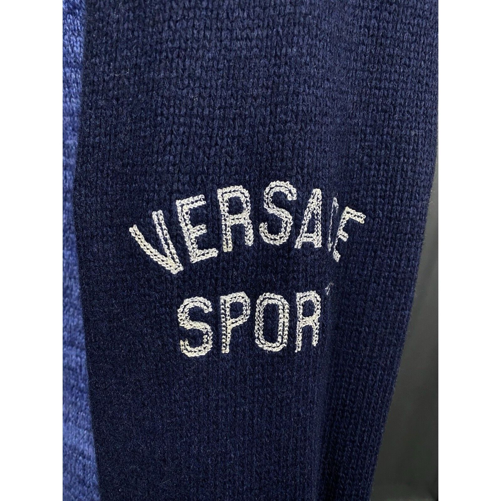 Versace Versace Sport Big Logo Knitted Blue Wool Full Zip Cardigan S Size US XXL / EU 58 / 5 - 9 Thumbnail
