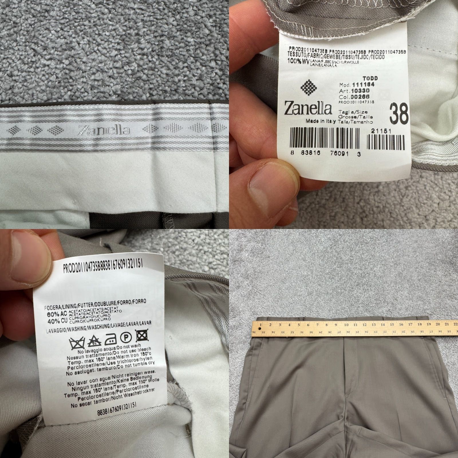 Zanella Zanella Mens 38x30 Wool Dress Pants Brown Straight Leg Vintage No Size US 38 / EU 54 - 8 Thumbnail