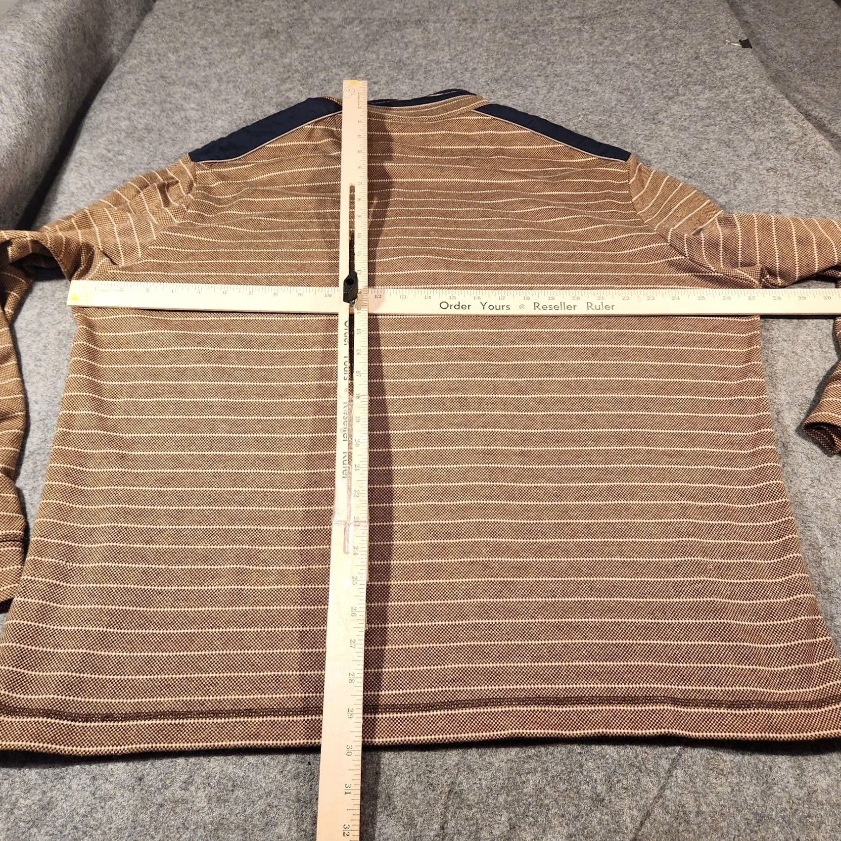 BUGATCHI VINTAGE Bugatchi Sweater Mens 2XL Brown Navy Striped PullOver Mock Neck 1/4 Zip Knit Cotton Wool Pullover Shirt Size US XXL / EU 58 / 5 - 4 Thumbnail