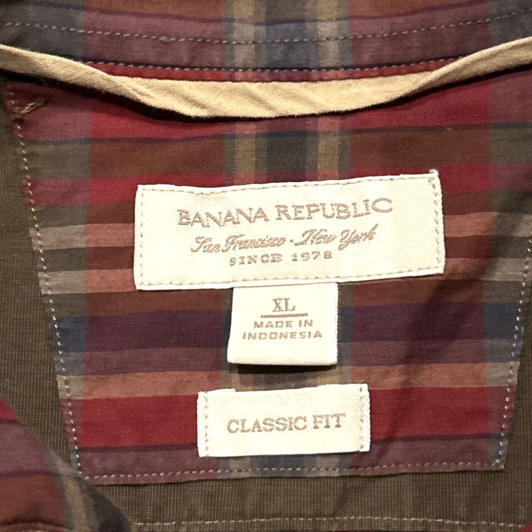 Banana Republic Banana Republic Shirt XL Button-Down Long Sleeve Plaid Cotton Knit Men’s Regular Multicolor Tie-Dye? Size US XL / EU 56 / 4 - 2 Thumbnail