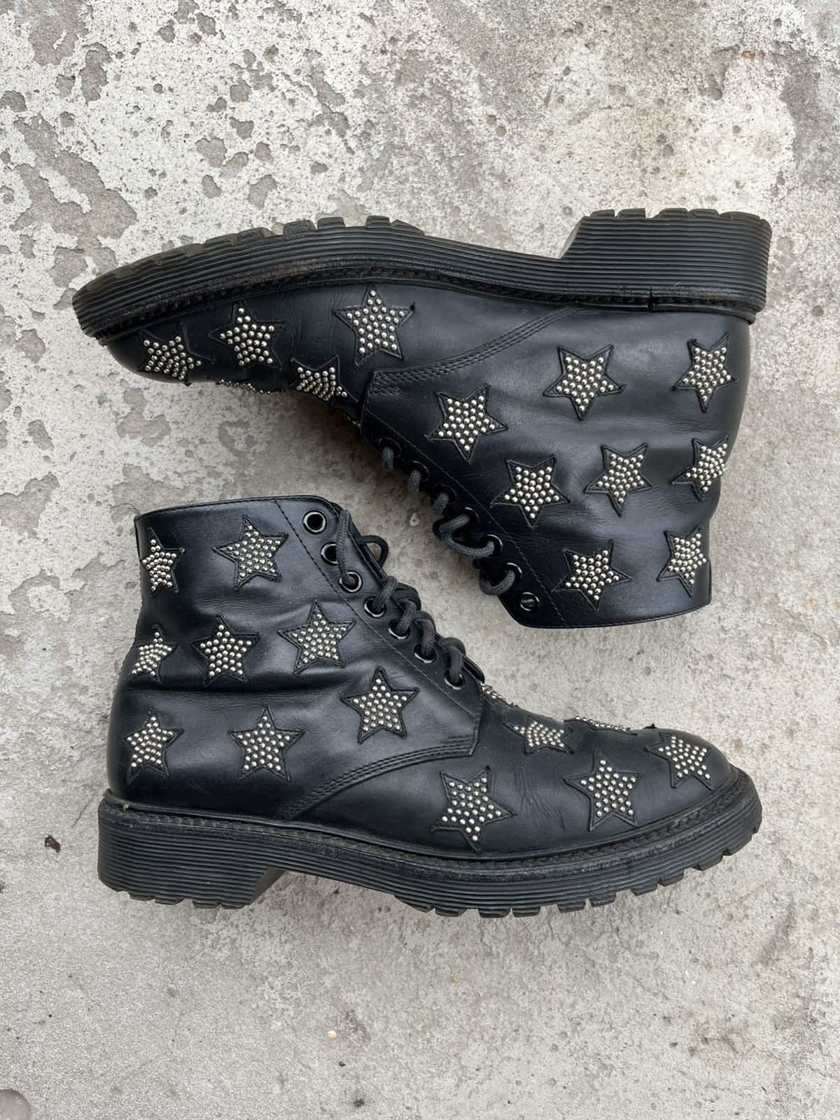 Saint Laurent Paris Saint Laurent Star Studded Leather Lace-Up Combat Boots Size US 6 / IT 36 - 1 Thumbnail