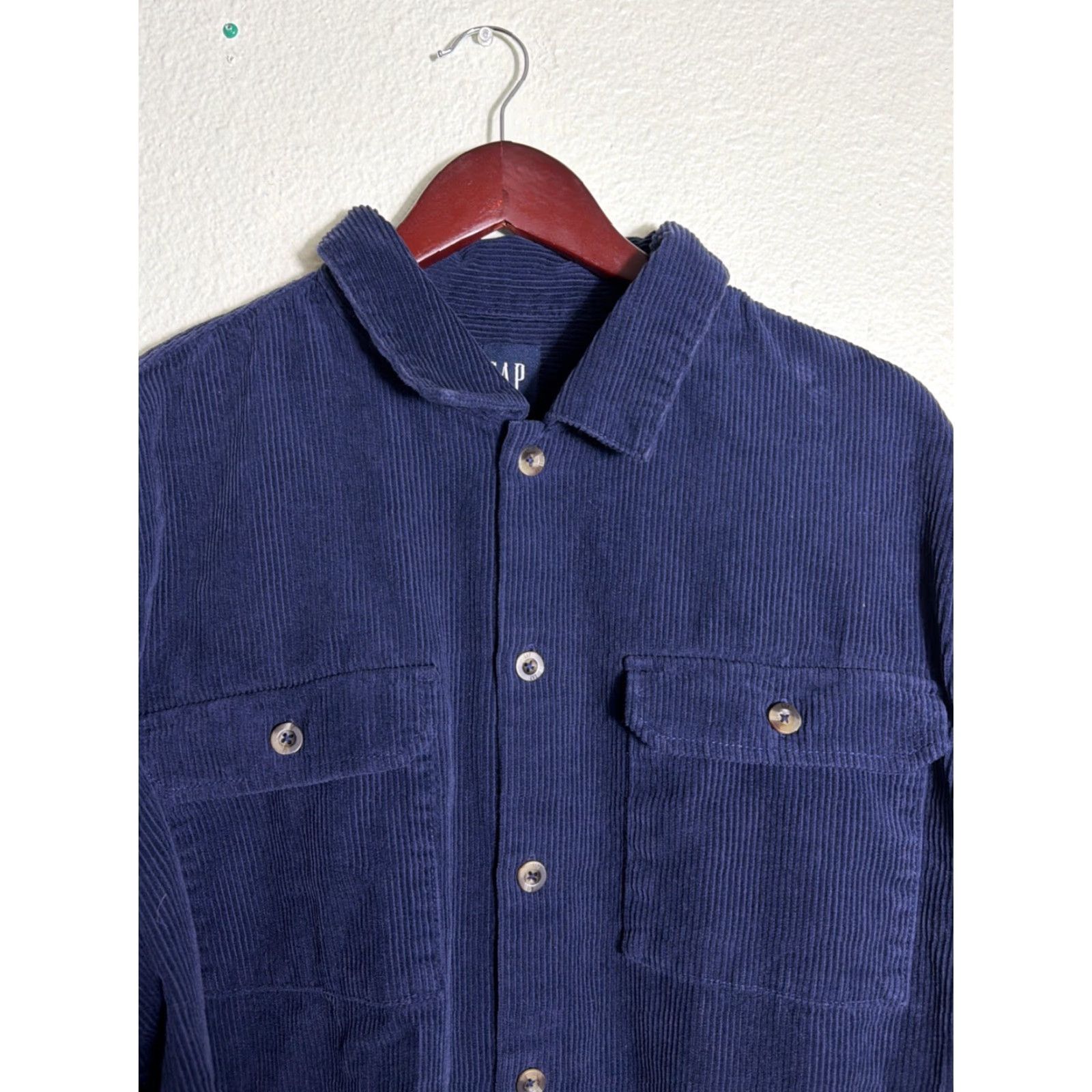 Gap Gap Shirt Mens XL Long Sleeve Navy Blue Corduroy Button-Up Size US XL / EU 56 / 4 - 4 Thumbnail