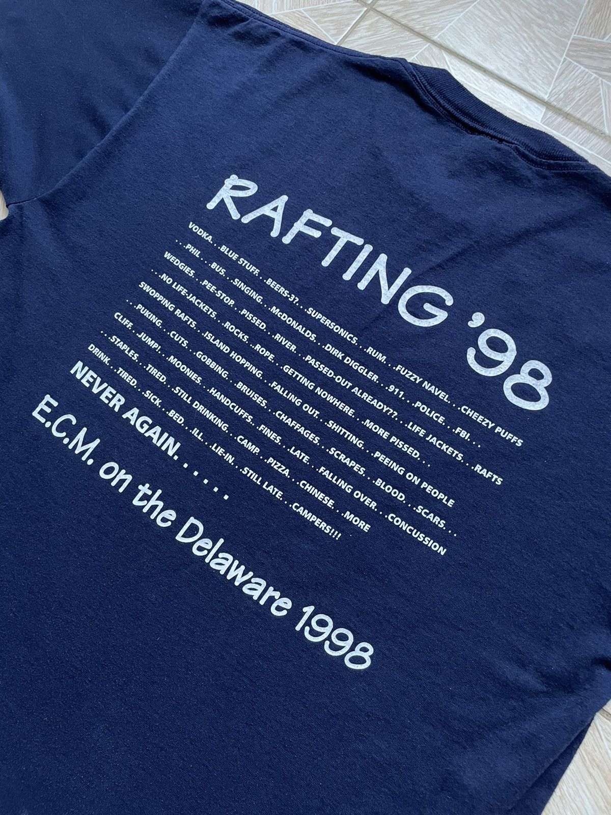 Band Tees × Vintage Vintage 90s Usa Rafting Big Logo E.C.M. on the Delaware 1998 Size US L / EU 52-54 / 3 - 3 Thumbnail