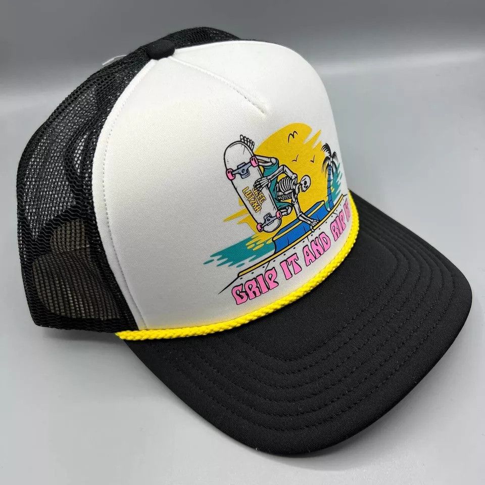 The Unbranded Brand Grip It and Rip It Trucker Hat Men White Skate Snap Back Cap Size ONE SIZE - 3 Thumbnail