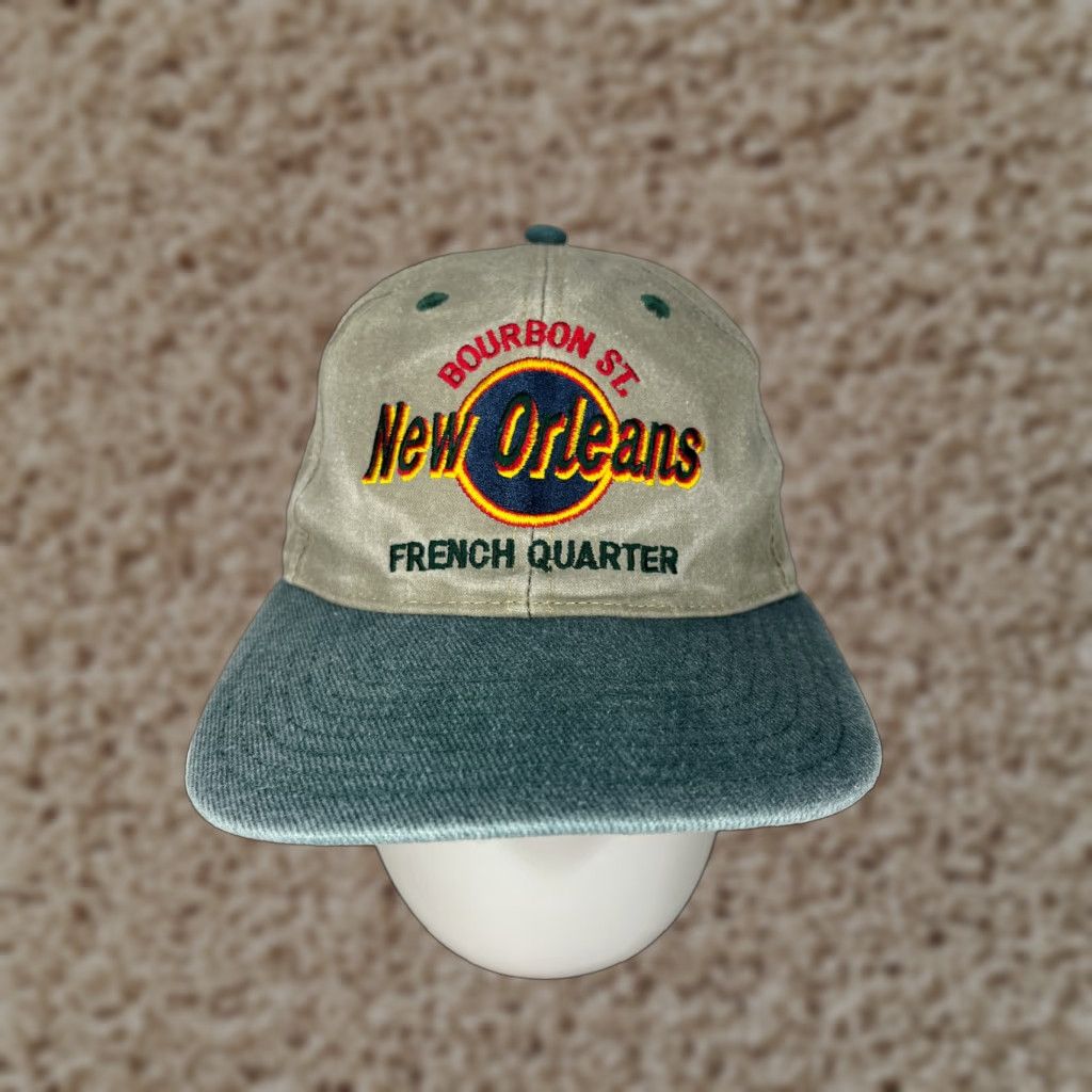 Vintage VINTAGE Bourbon Street Hat Cap Strap Back Adult One Size Gray Blue Cotton Size ONE SIZE - 1 Thumbnail