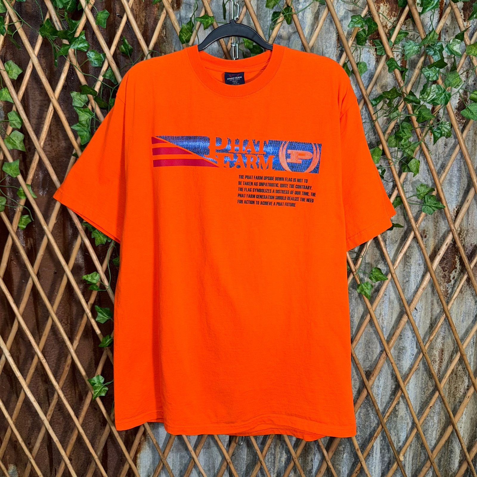 Phat Farm Vintage Y2K phat farm 2000 hip hop flag baggy orange t-shirt Size US L / EU 52-54 / 3 - 1 Thumbnail