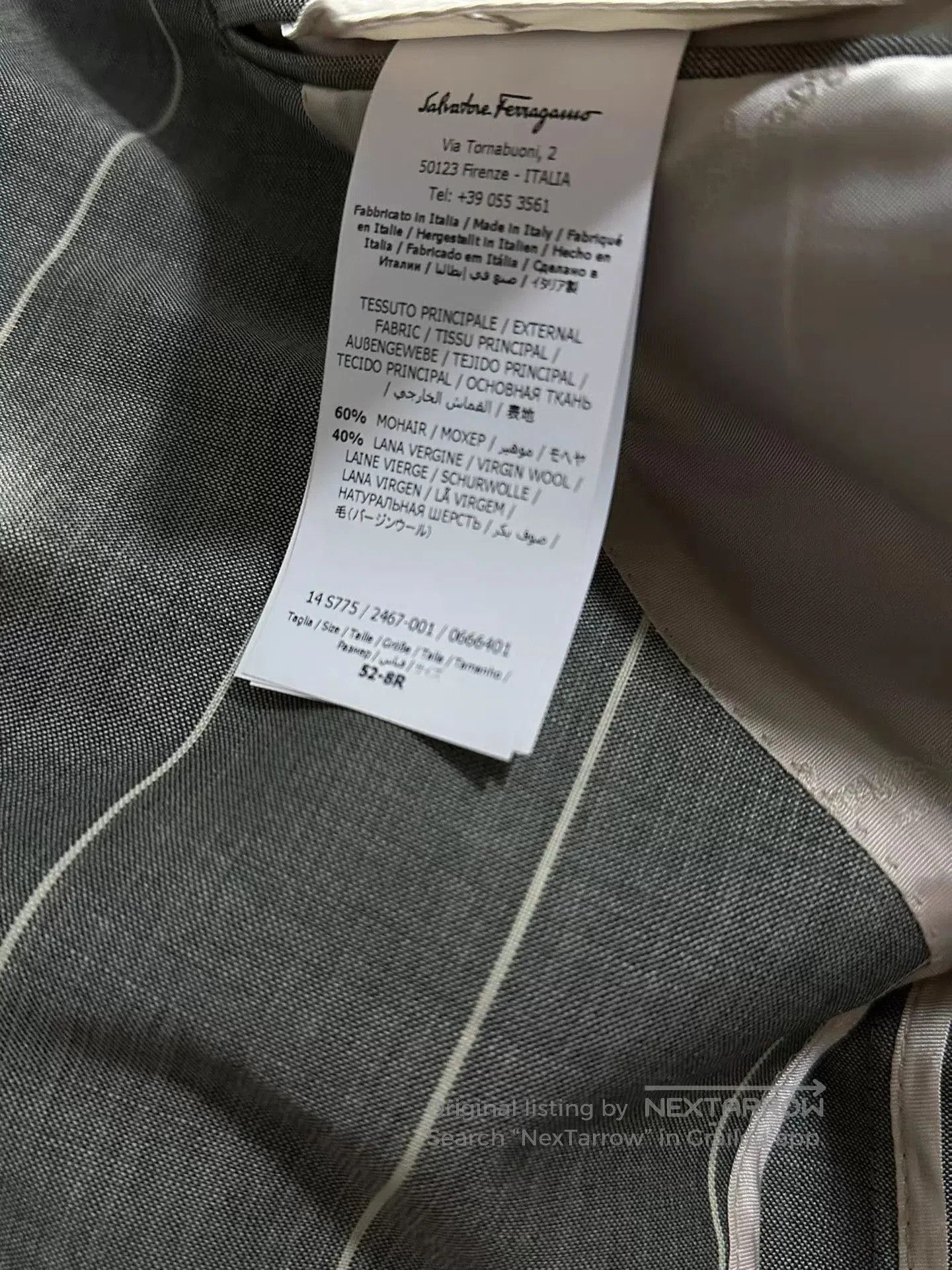 Salvatore Ferragamo Gray Striped Single. Size US M / EU 48-50 / 2 - 7 Thumbnail