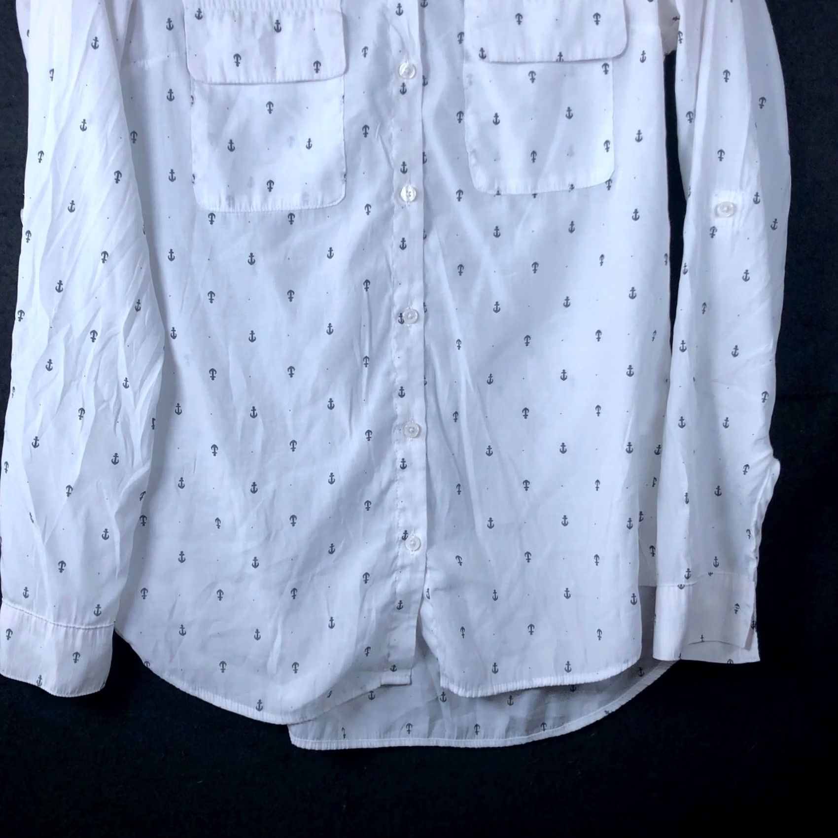 Express Express Womens Shirt White Anchor City Shirt Button Down Roll Tab Sleeve XS Size XS / US 0-2 / IT 36-38 - 3 Thumbnail