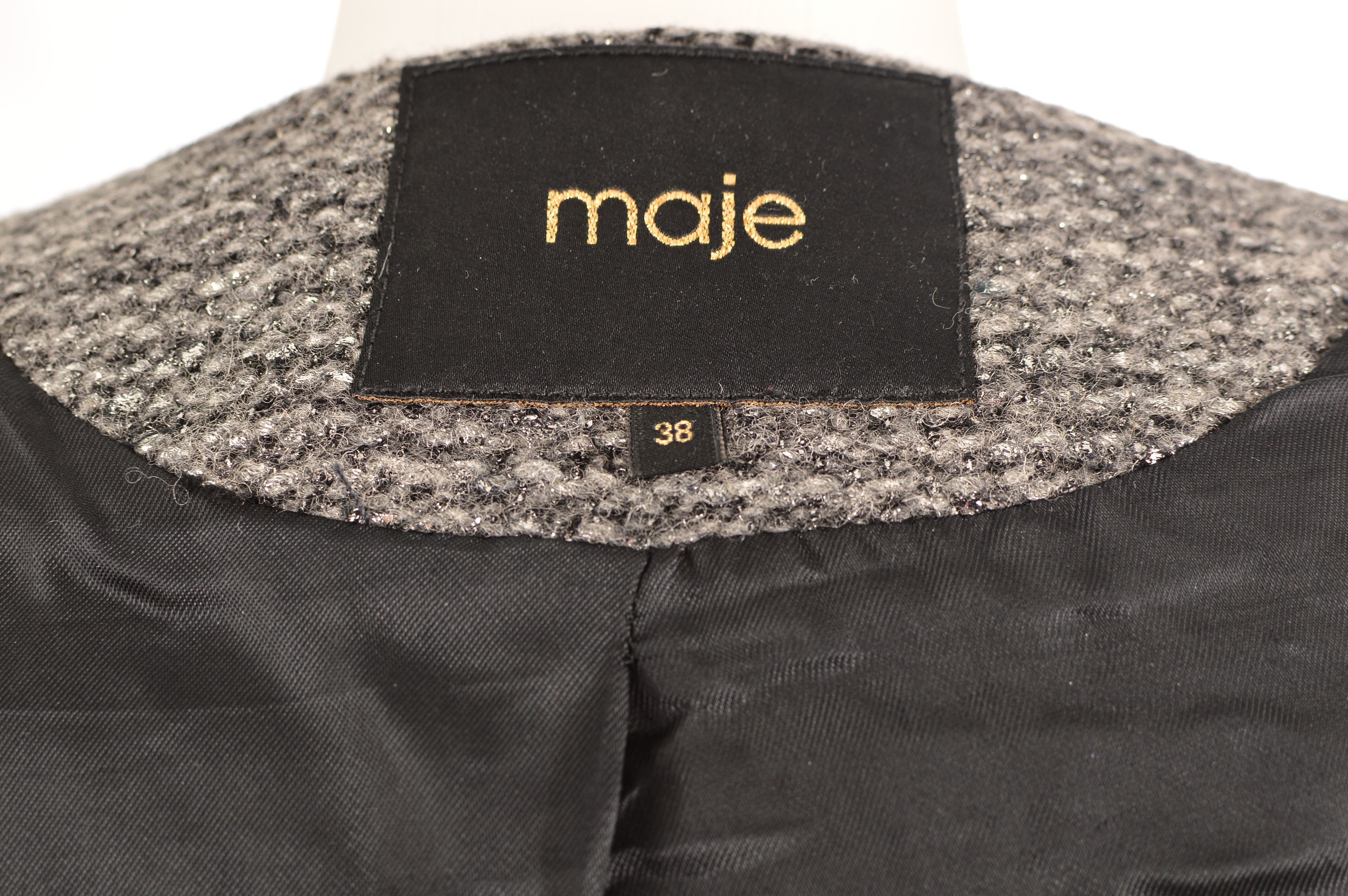 Maje Maje H12 Rumeur Wool Leather Moto Biker Jacket Size XS / US 0-2 / IT 36-38 - 5 Thumbnail