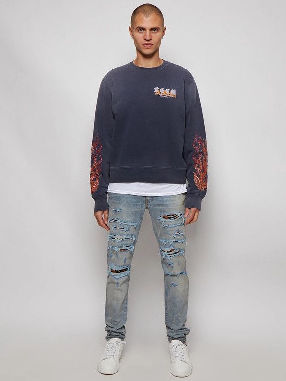 Amiri o1w1db10525 Thrasher Lunar New Year Jeans in Blue Size US 31 - 2 Thumbnail