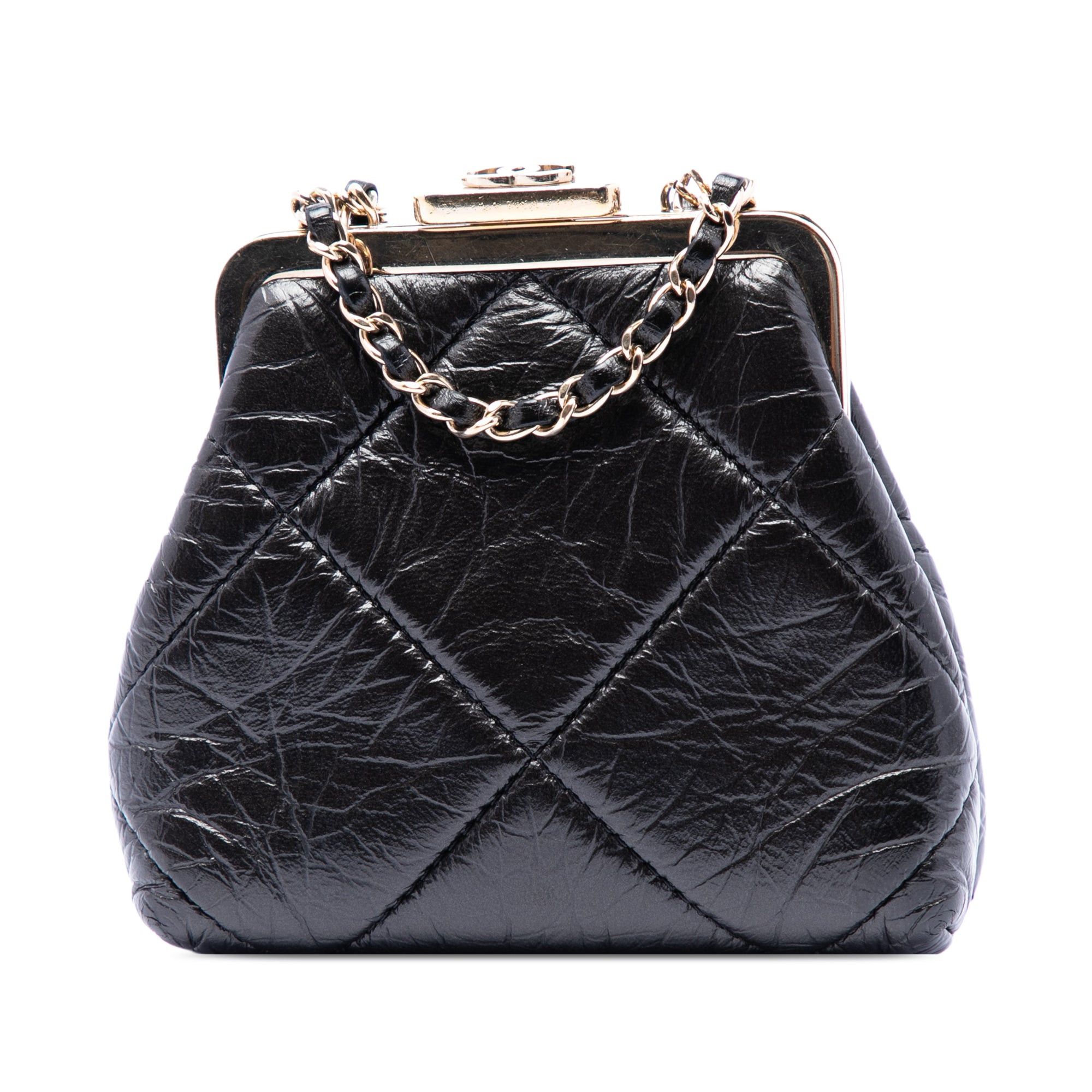 Chanel Quilted Aged Lambskin Kiss Lock Clutch with Chain Size ONE SIZE - 1 Thumbnail