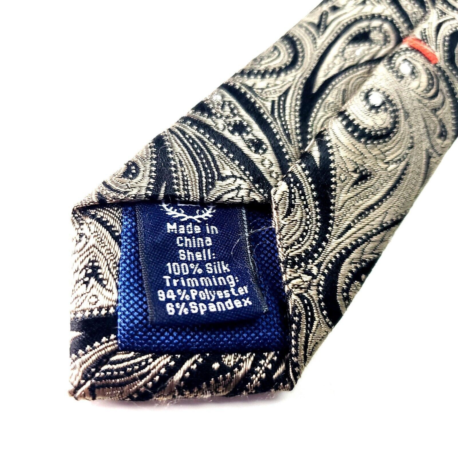 Chaps Chaps Silk Tie Woven Black Tan Paisley Skinny Size ONE SIZE - 5 Thumbnail