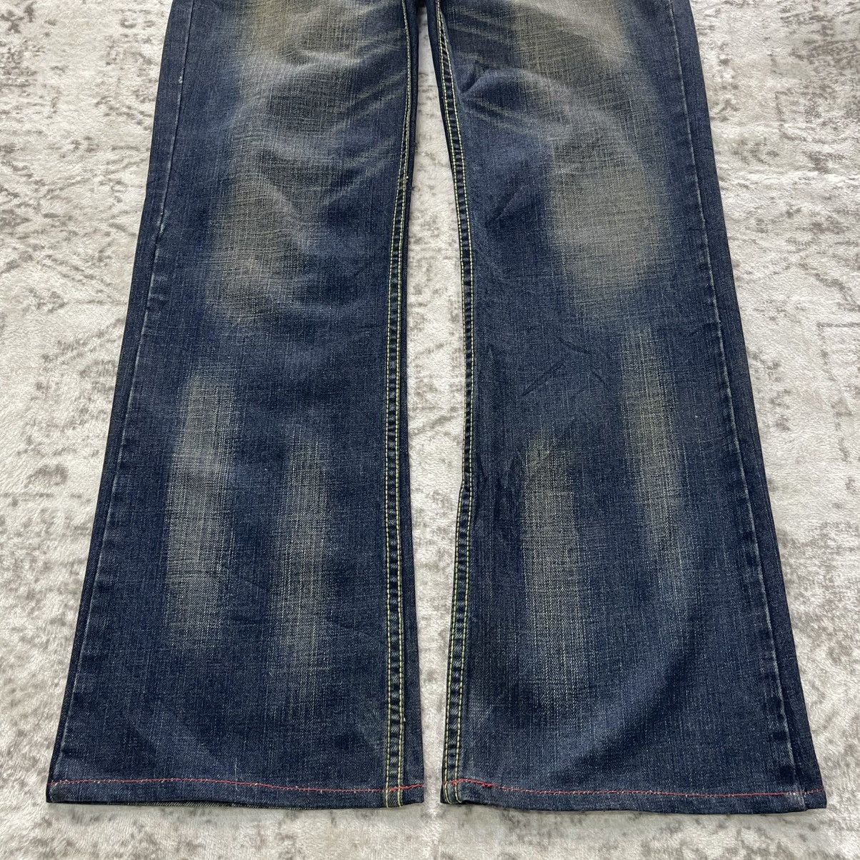 Japanese Brand Stonehedge Aztec Tribal Embroidered Double Waist Flare Jeans Size US 30 / EU 46 - 7 Thumbnail