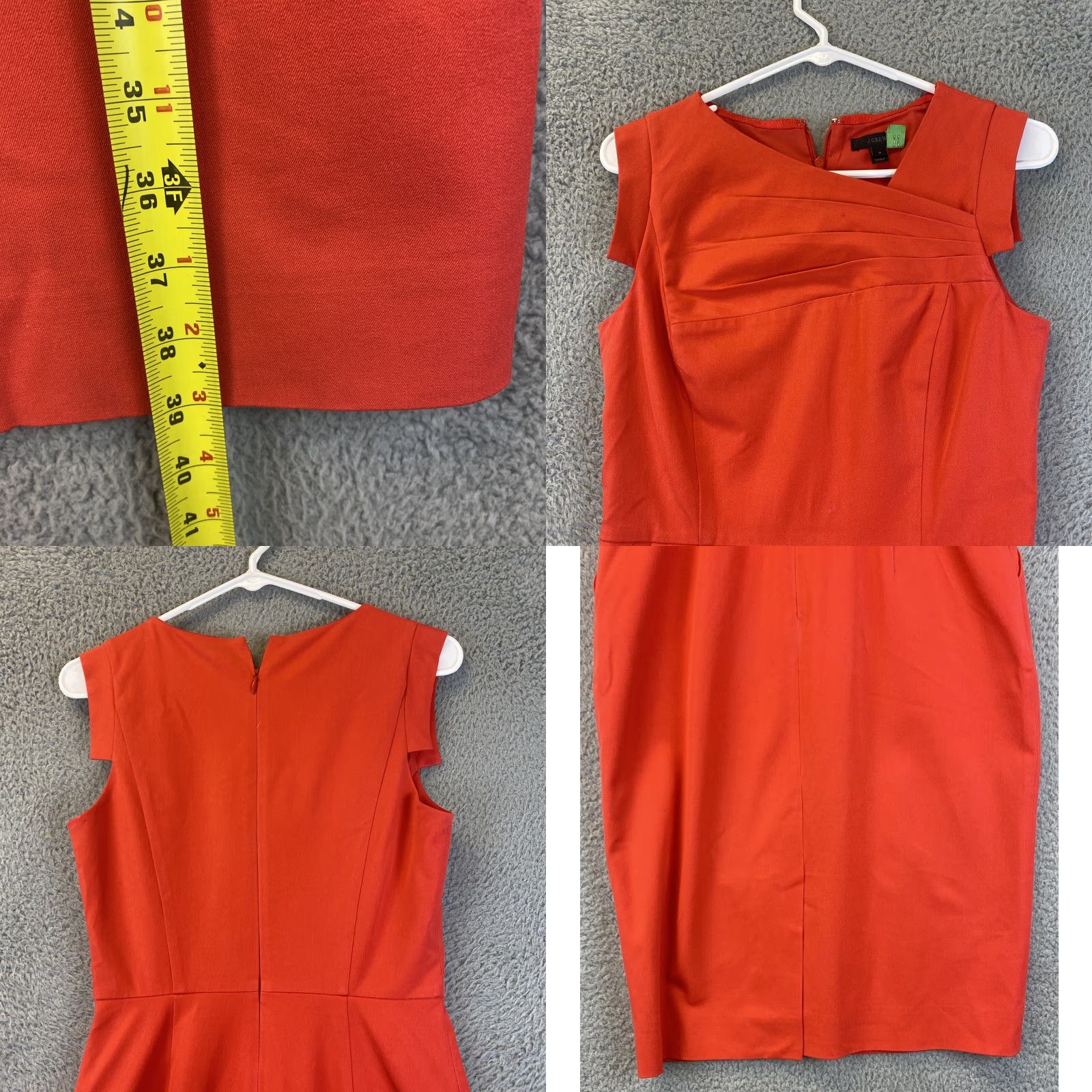 Vintage J Crew Women Sleeveless Orange Dress Size 0 — Regular Sheath Knee Length, Polyester, Round Neck, Zip, Solid, Fall, Spring, Business, 69-20 Size XS / US 0-2 / IT 36-38 - 8 Thumbnail