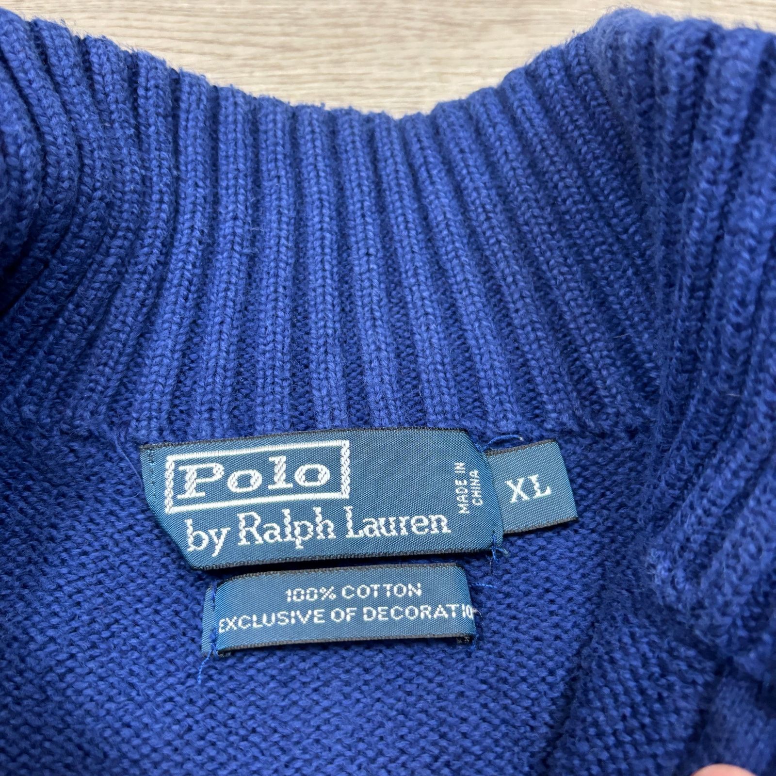 Polo Ralph Lauren × Vintage Vintage Polo Ralph Lauren Cotton Knit Full Zip Sweater XL Size US XL / EU 56 / 4 - 4 Thumbnail