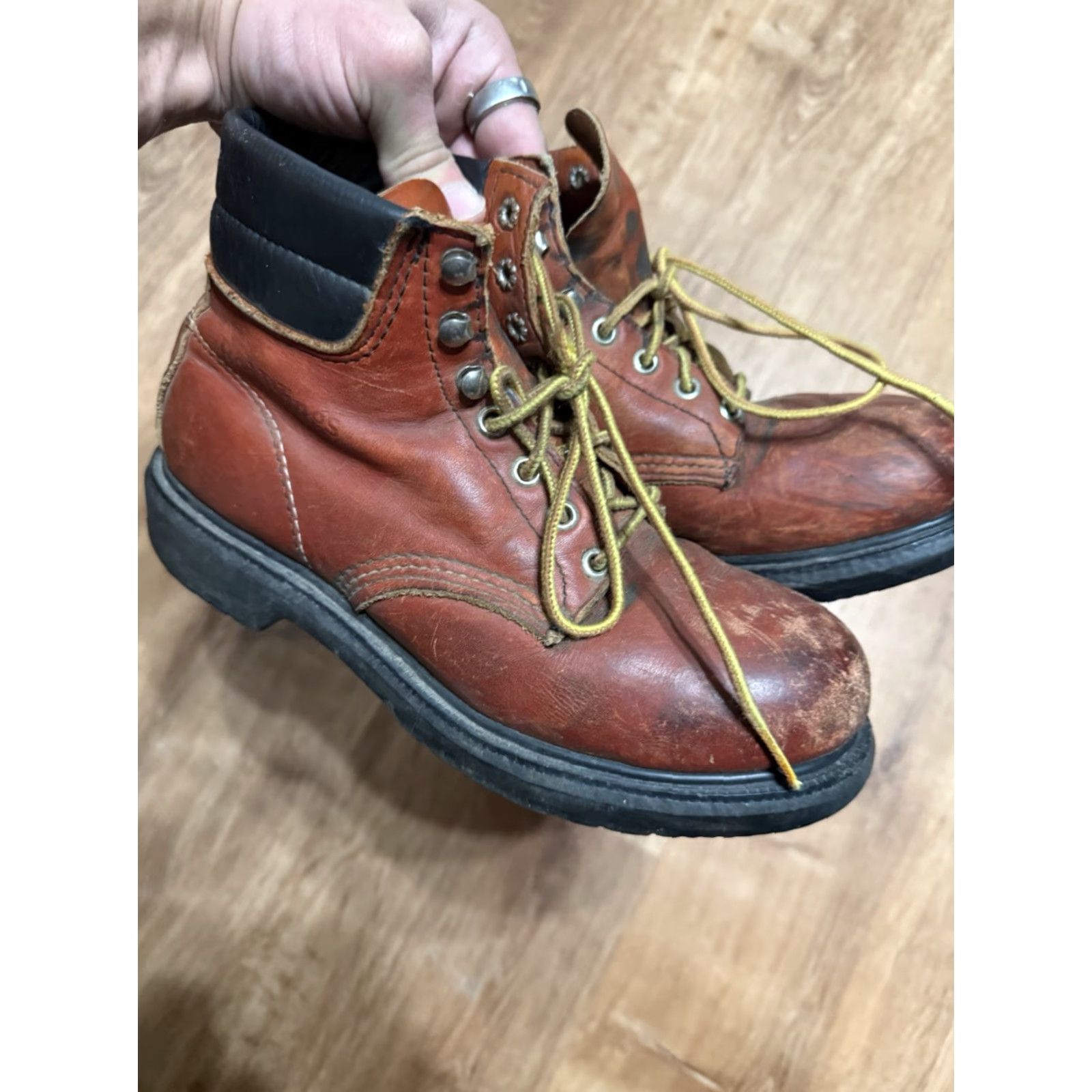 Vintage VINTAGE Red Wing Boots Western Leather Work Size 5.5D Womens Red Shoe Boots Woman Western USA Distressed Size US 6 / IT 36 - 3 Thumbnail
