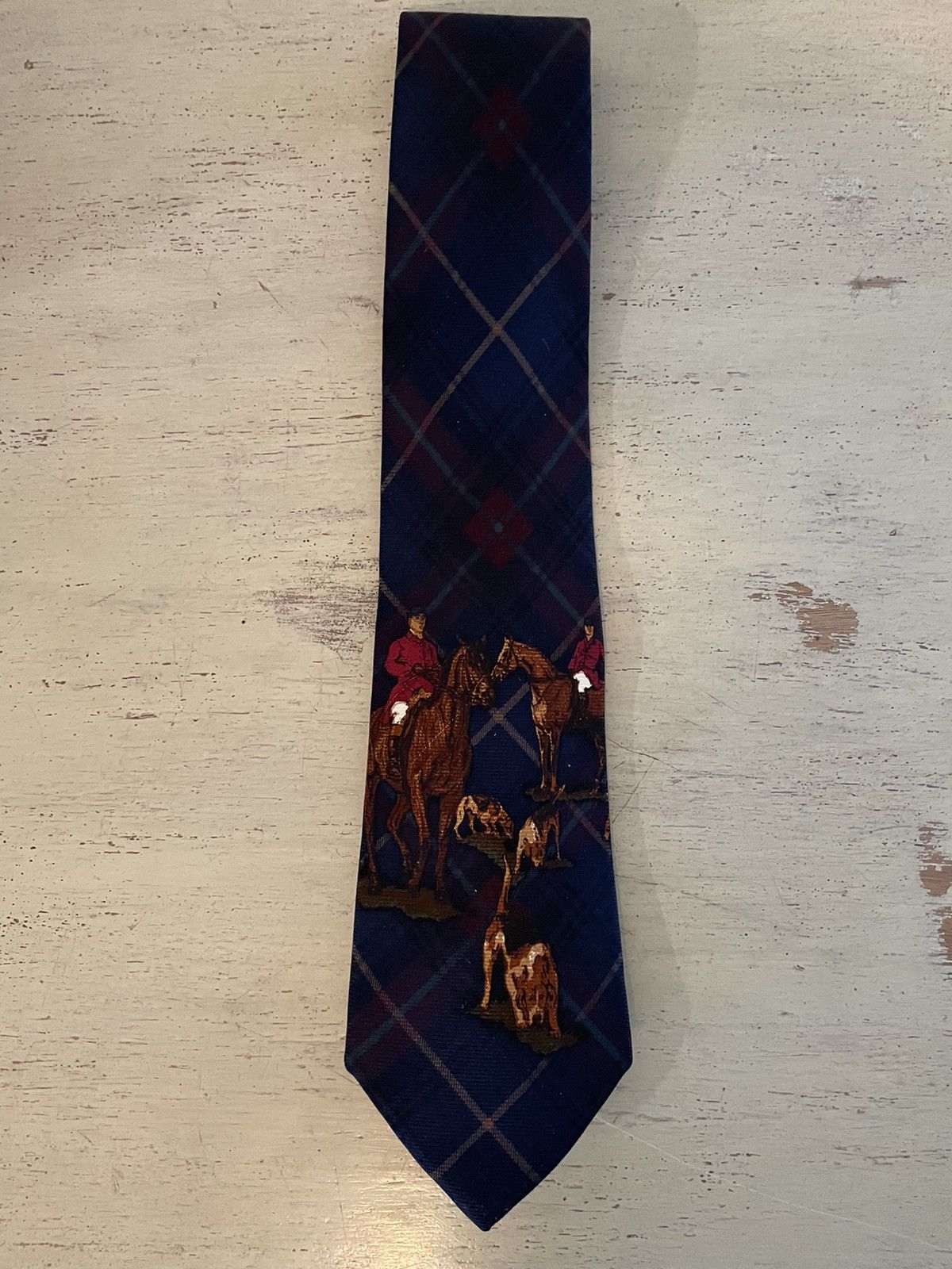 Polo Ralph Lauren × Vintage Plaid Fox Hunting Print Tie Size ONE SIZE - 1 Thumbnail