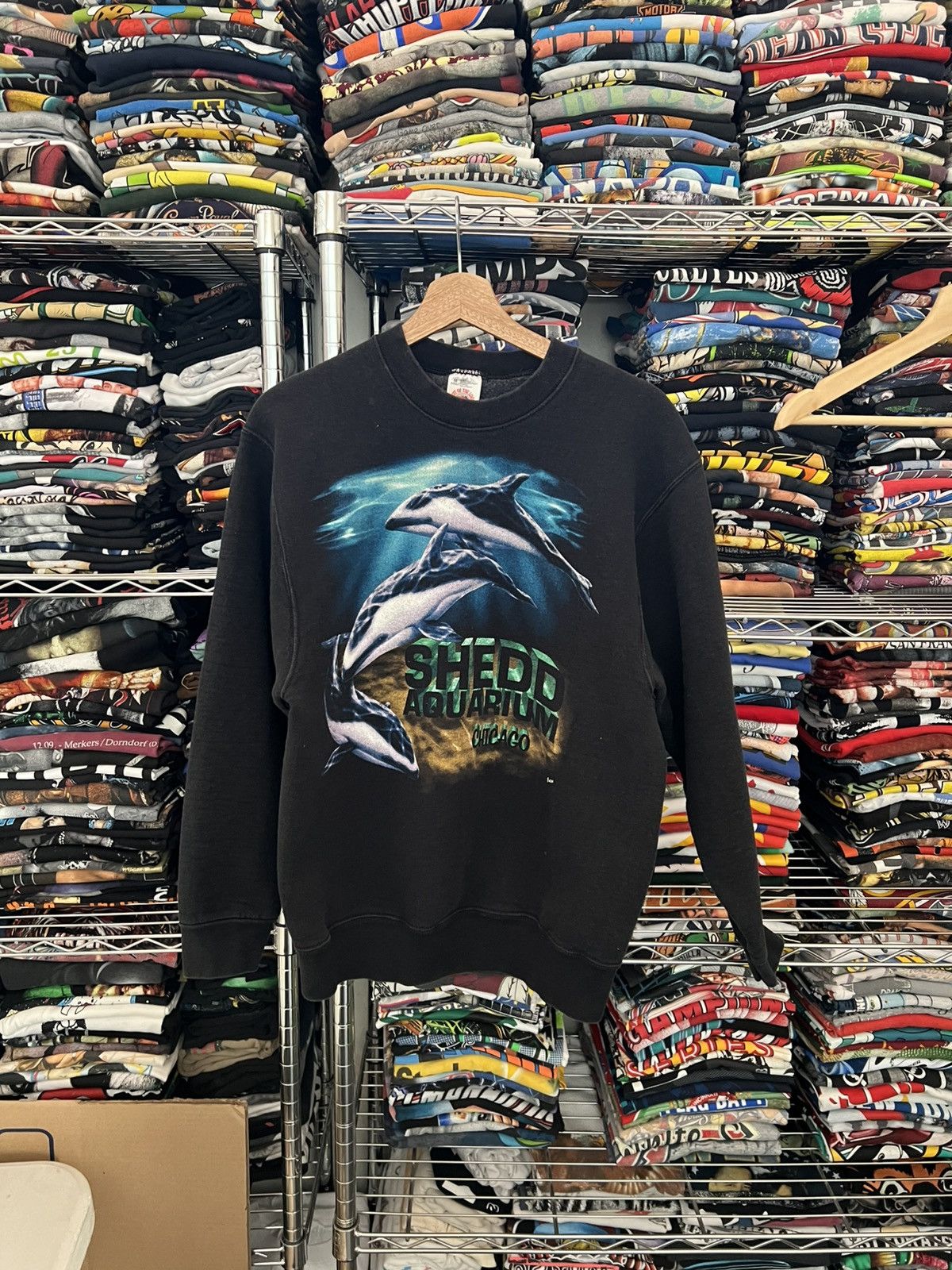 Habitat 90s Shedd Aquarium Piazza Dolphins Nature Animal Crewneck Size US M / EU 48-50 / 2 - 1 Thumbnail