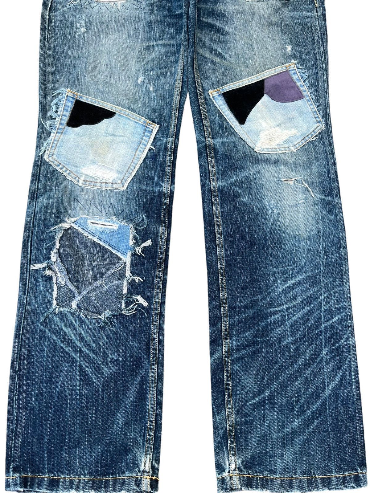 Beauty Beast Vintage Kapital Style Sashiko Boro Trashed Distressed Jeans Size US 34 / EU 50 - 5 Thumbnail