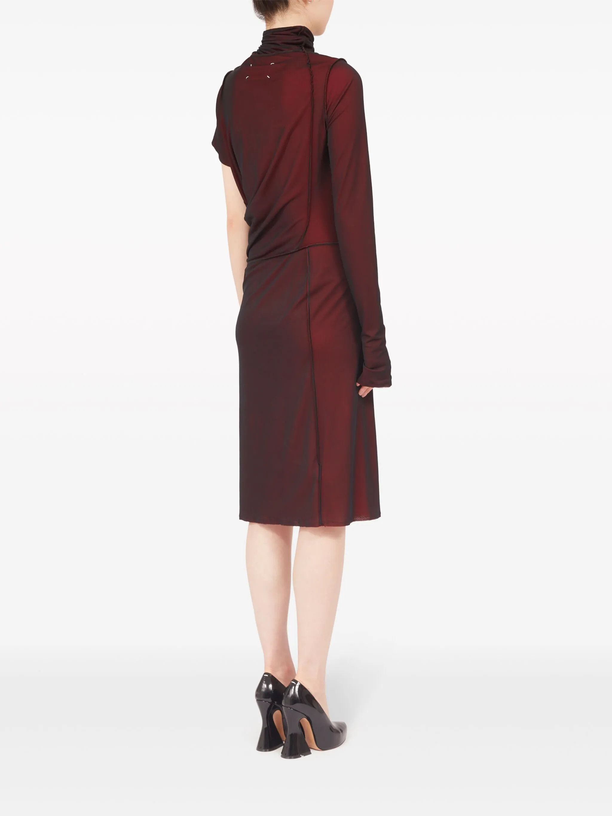 Maison Margiela o1y0625 Midi Dress in Burgundy Size XS / US 0-2 / IT 36-38 - 3 Thumbnail