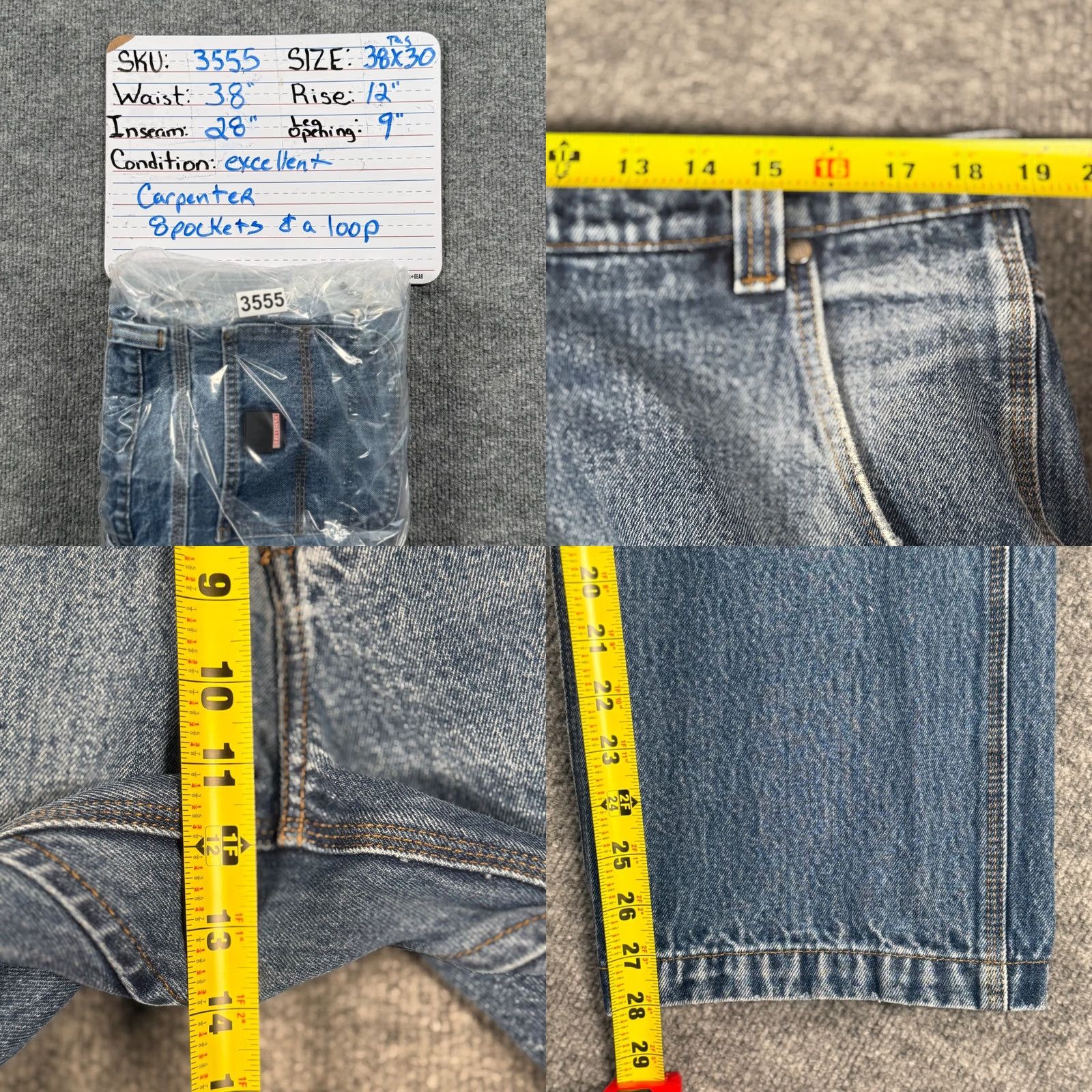Vintage Craftsman Carpenter Jeans Jeans Men 38 Reg Blue Denim Workwear 8 Pockets Distressed Utility 28in Inseam Size US 38 / EU 54 - 8 Thumbnail