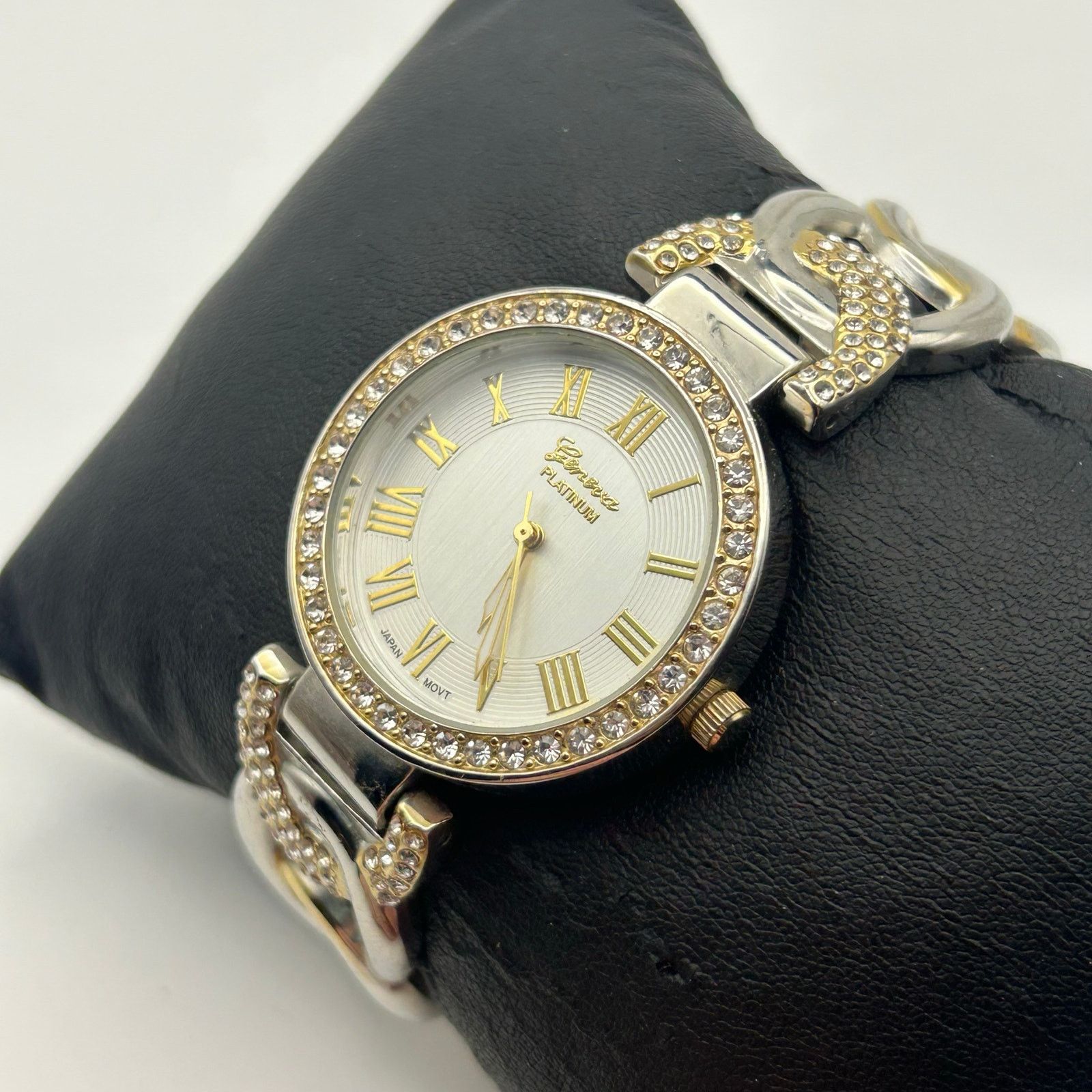 Geneva Geneva Platinum Women Two-Tone Rhinestone Bezel Bangle Watch Size ONE SIZE - 2 Thumbnail