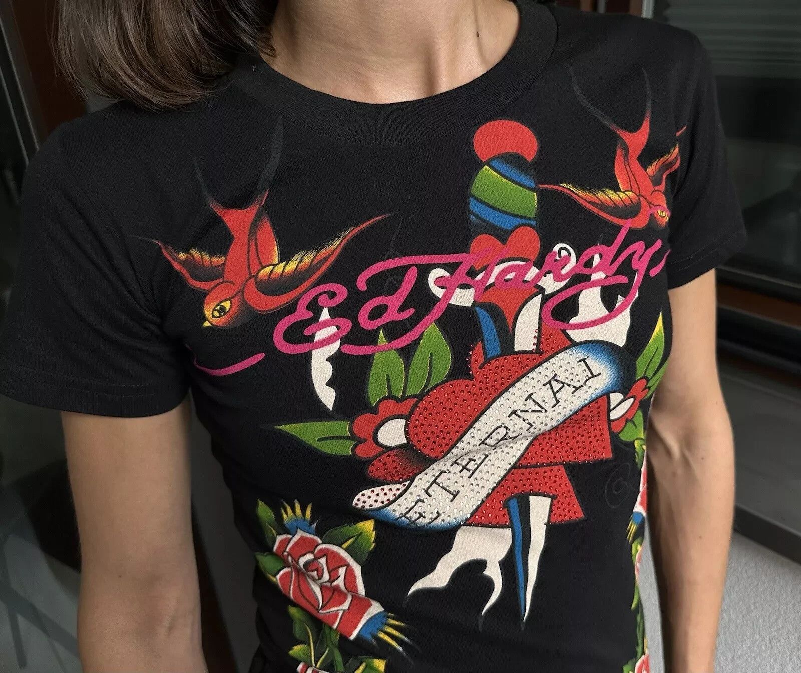 Ed Hardy Ed Hardy Eternal Heart Womens T-shirt Top Black Size S Size S / US 4 / IT 40 - 5 Thumbnail