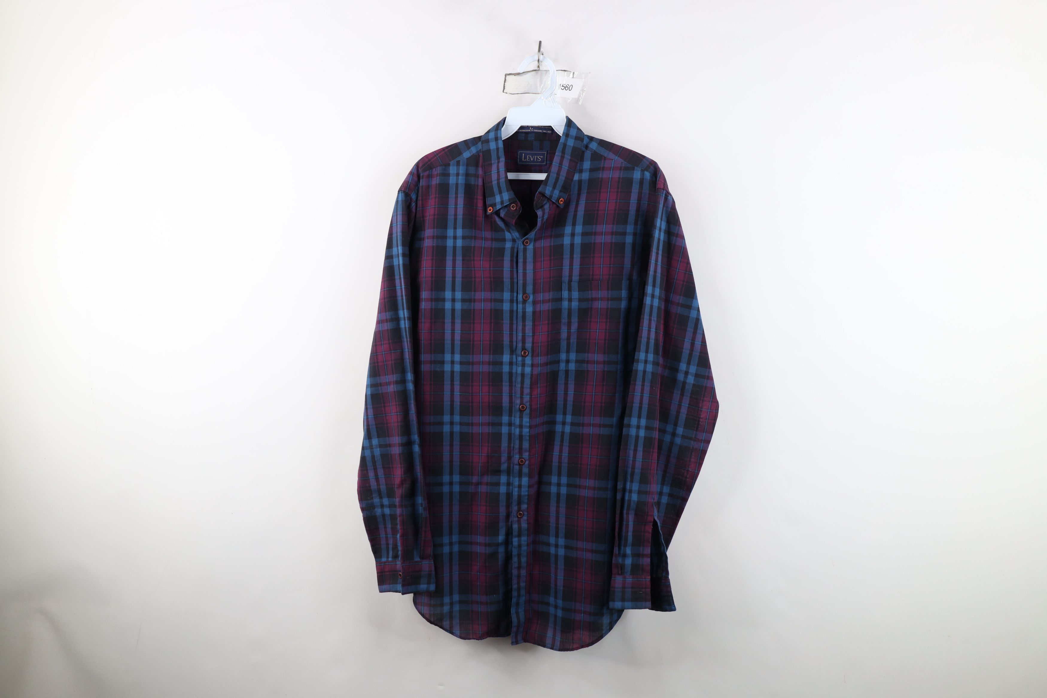 Levi's Vintage 80s Levis Thin Collared Button Down Shirt Plaid Size US L / EU 52-54 / 3 - 1 Thumbnail