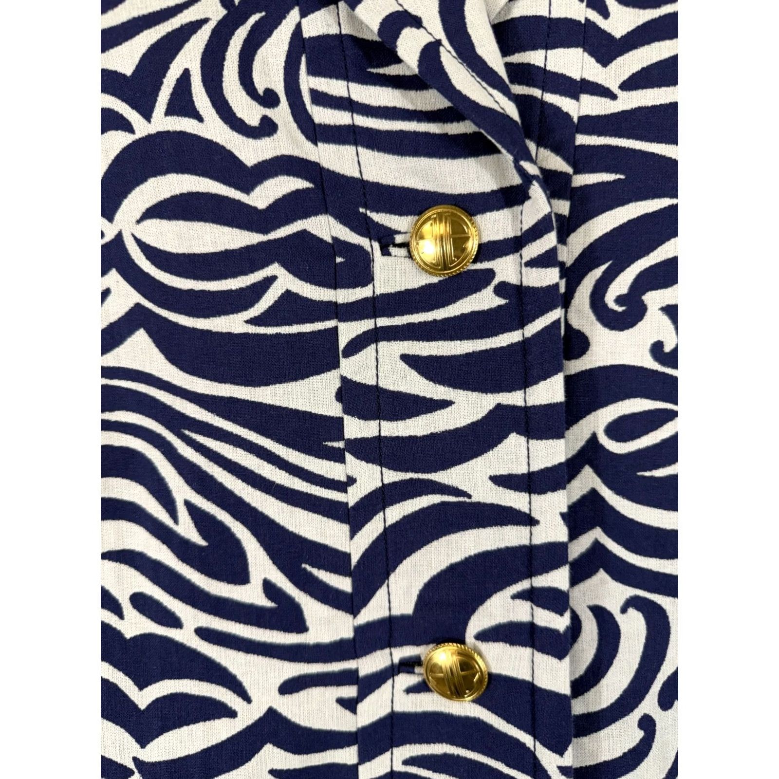 Lilly Pulitzer Lilly Pulitzer Overcoat Jacket Womens M Blue White Abstract Swirl Print Pockets Long Sleeve Size M / US 6-8 / IT 42-44 - 5 Thumbnail