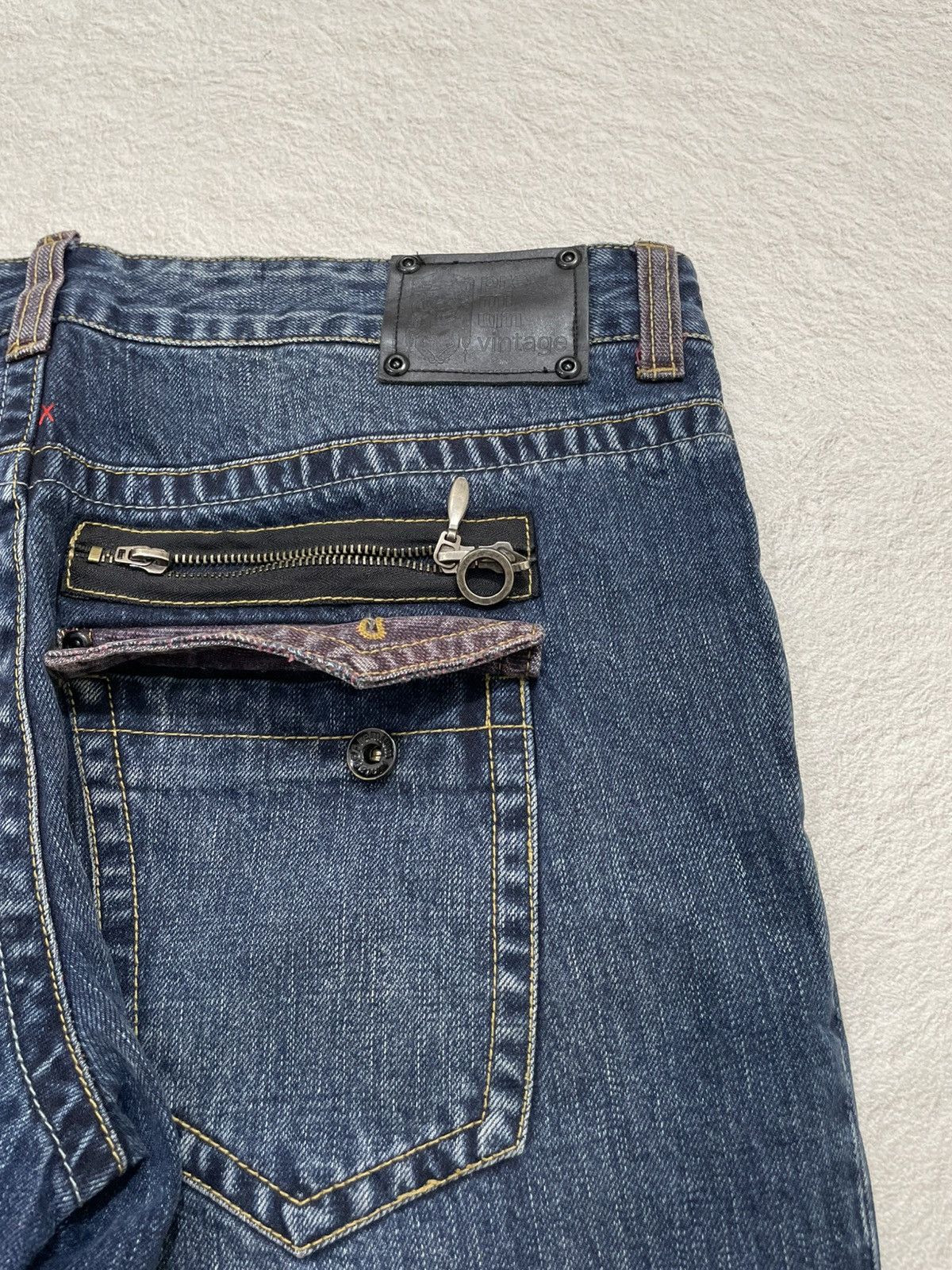 Japanese Brand 2000s Semantic Flare Raw Denim Ripped Baggy Jeans Y2K Size US 36 / EU 52 - 10 Thumbnail