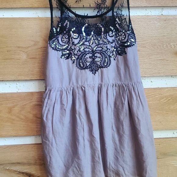 Miss Me Miss Me Sequined Lace Peplum Silk Blend Sz. L Baby Doll Tank Size L / US 10 / IT 46 - 4 Thumbnail