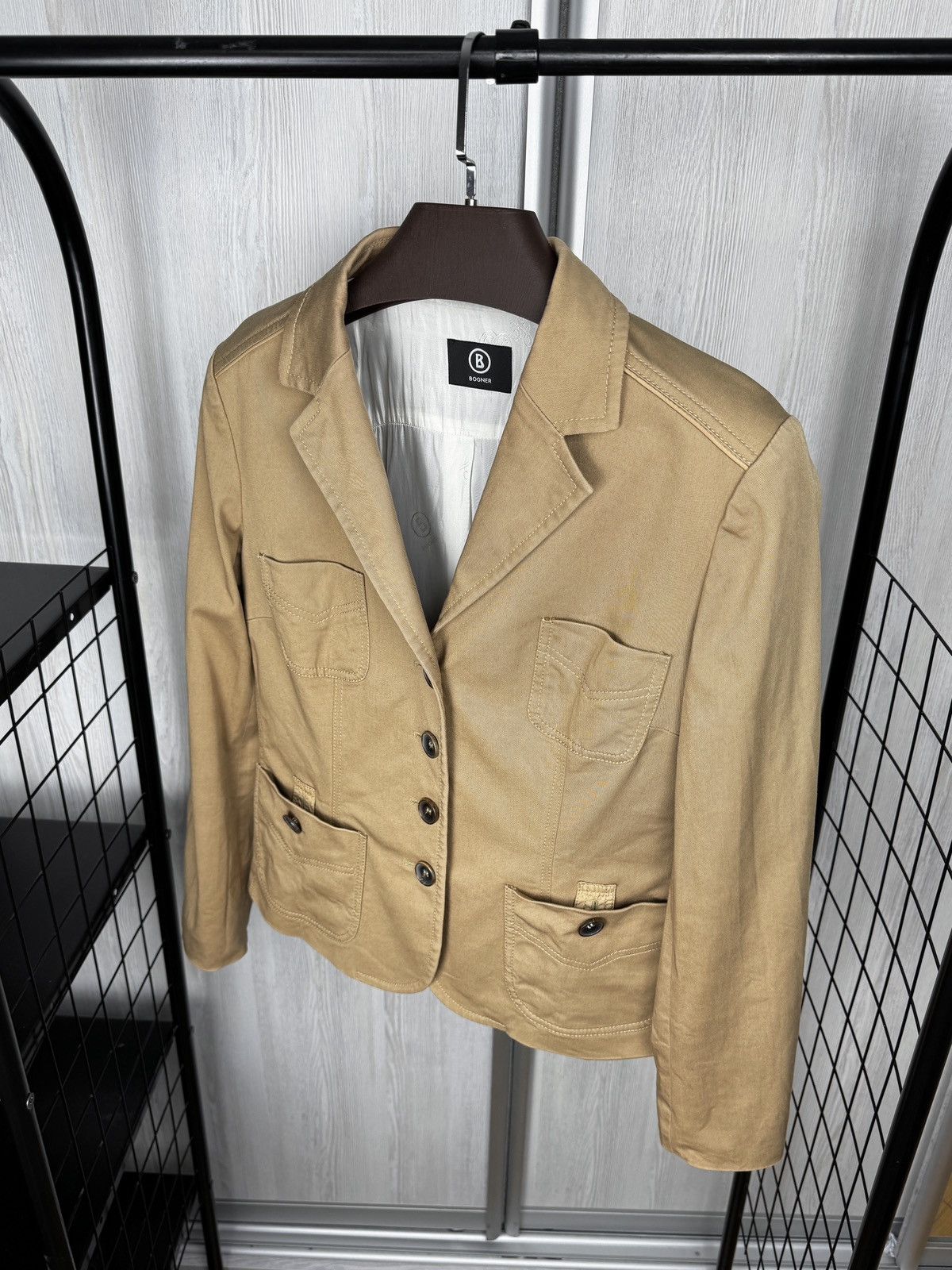 Bogner Bogner beige cotton elbow patches womens blazer basic jacket Size L / US 10 / IT 46 - 6 Thumbnail