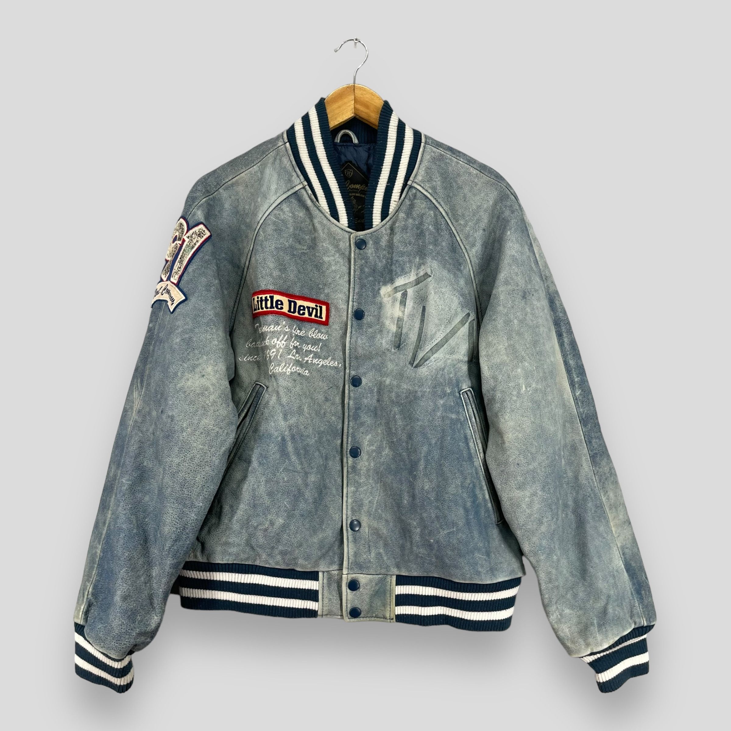 Tedman × Vintage Vintage 90s TEDMAN Little Devil Usaf Varsity Leather Jacket Size US M / EU 48-50 / 2 - 1 Thumbnail