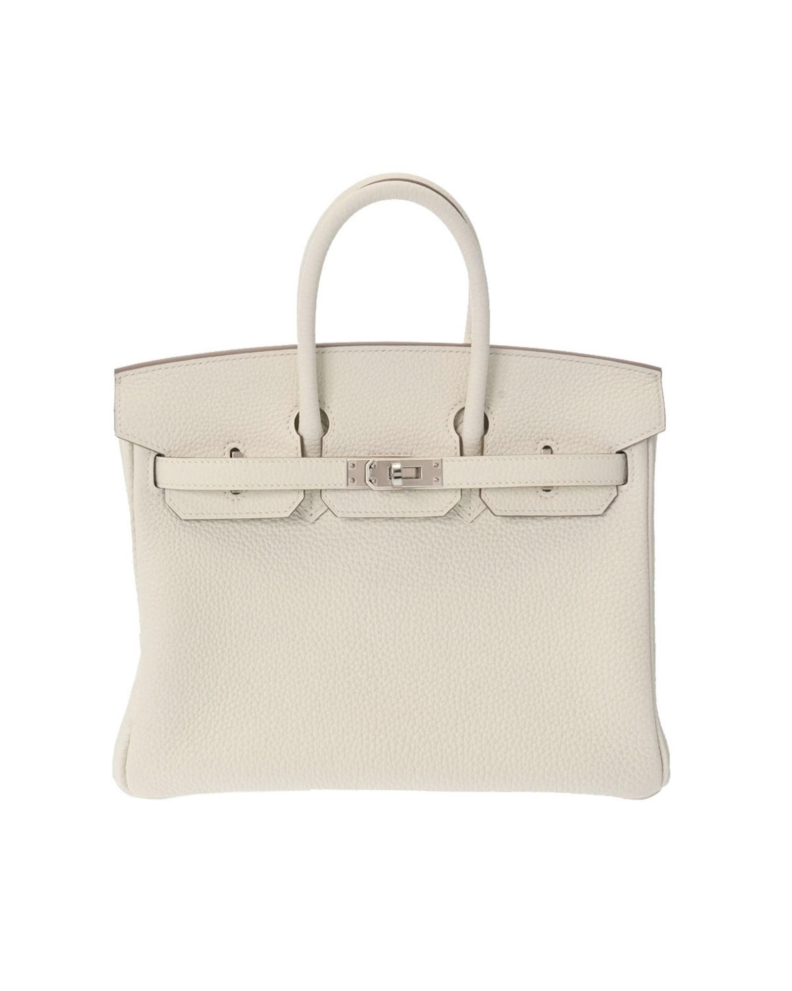 image of Hermes Exquisite Leather Handbag With Timeless Elegance in White, Women's