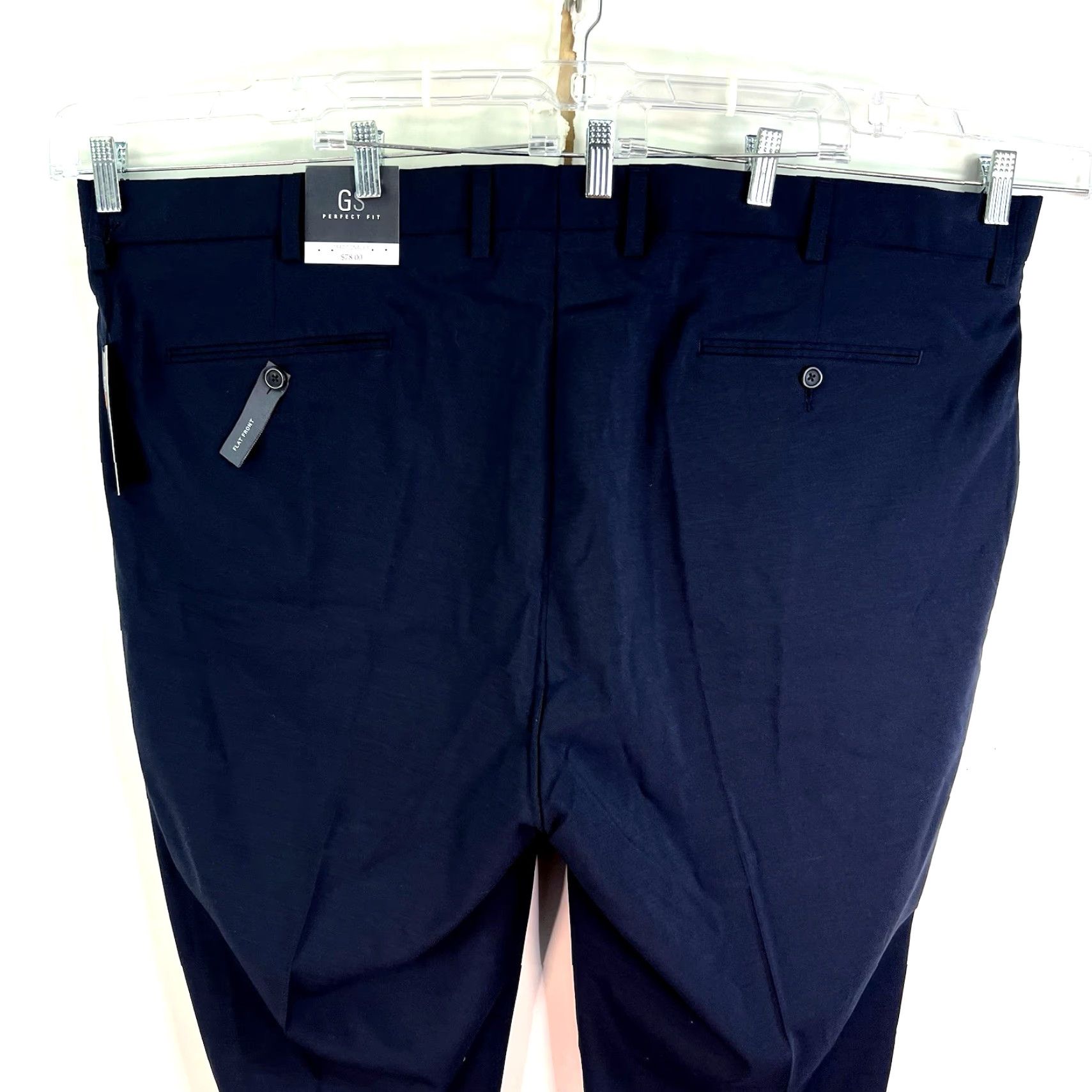 Vintage GS Perfect Fit Wool Blend Pant Mens Size 52 X32 Navy Blue Stretch Dress Pants Flat Front Zip Front City Money Formal Workwear Size US 36 / EU 52 - 7 Thumbnail
