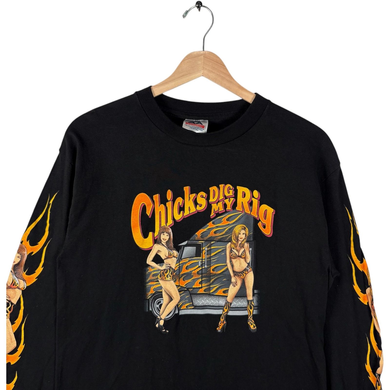 AAA Vintage "Chicks Dig My Rig" Trucker Long Sleeve Medium Size US M / EU 48-50 / 2 - 2 Thumbnail