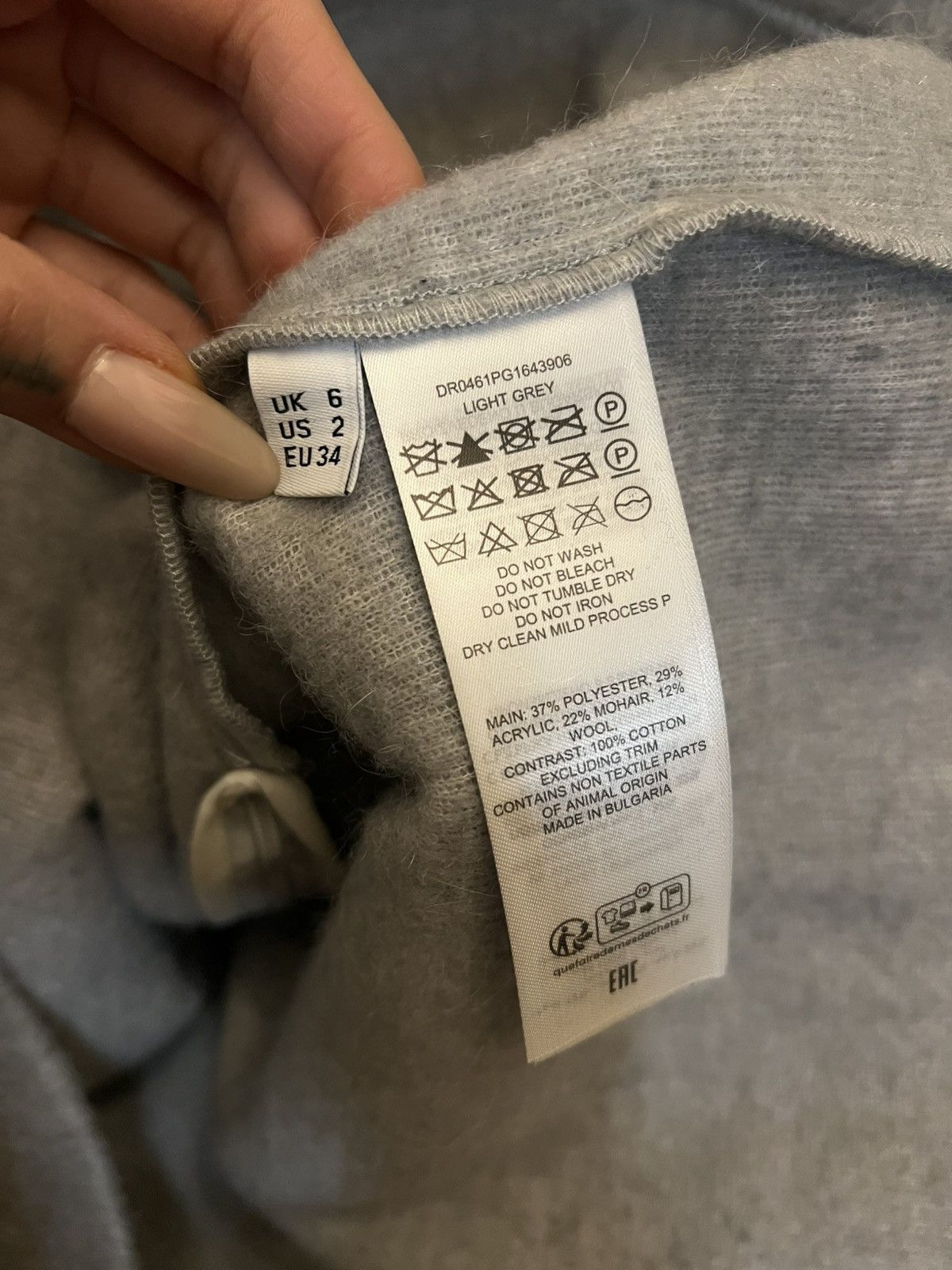 JW Anderson JW Anderson Sculpted grey mohair‑blend sweatshirt dress Size XS / US 0-2 / IT 36-38 - 5 Thumbnail