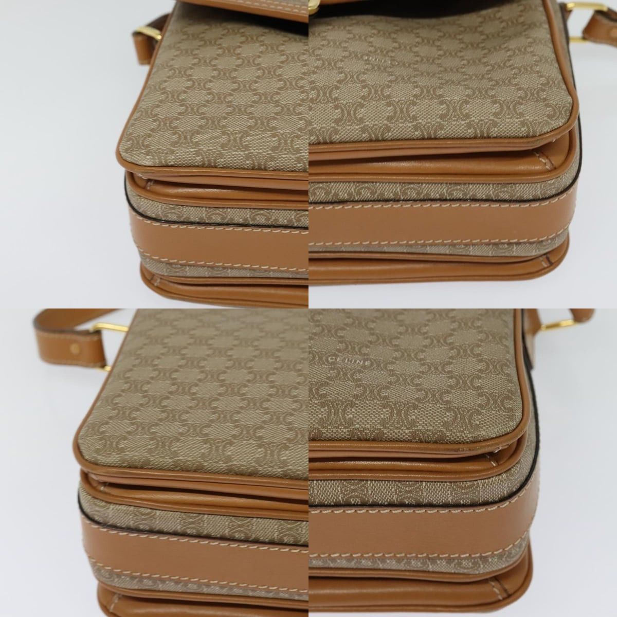 Celine CELINE Macadam Canvas Shoulder Bag Beige Gold Size ONE SIZE - 10 Thumbnail