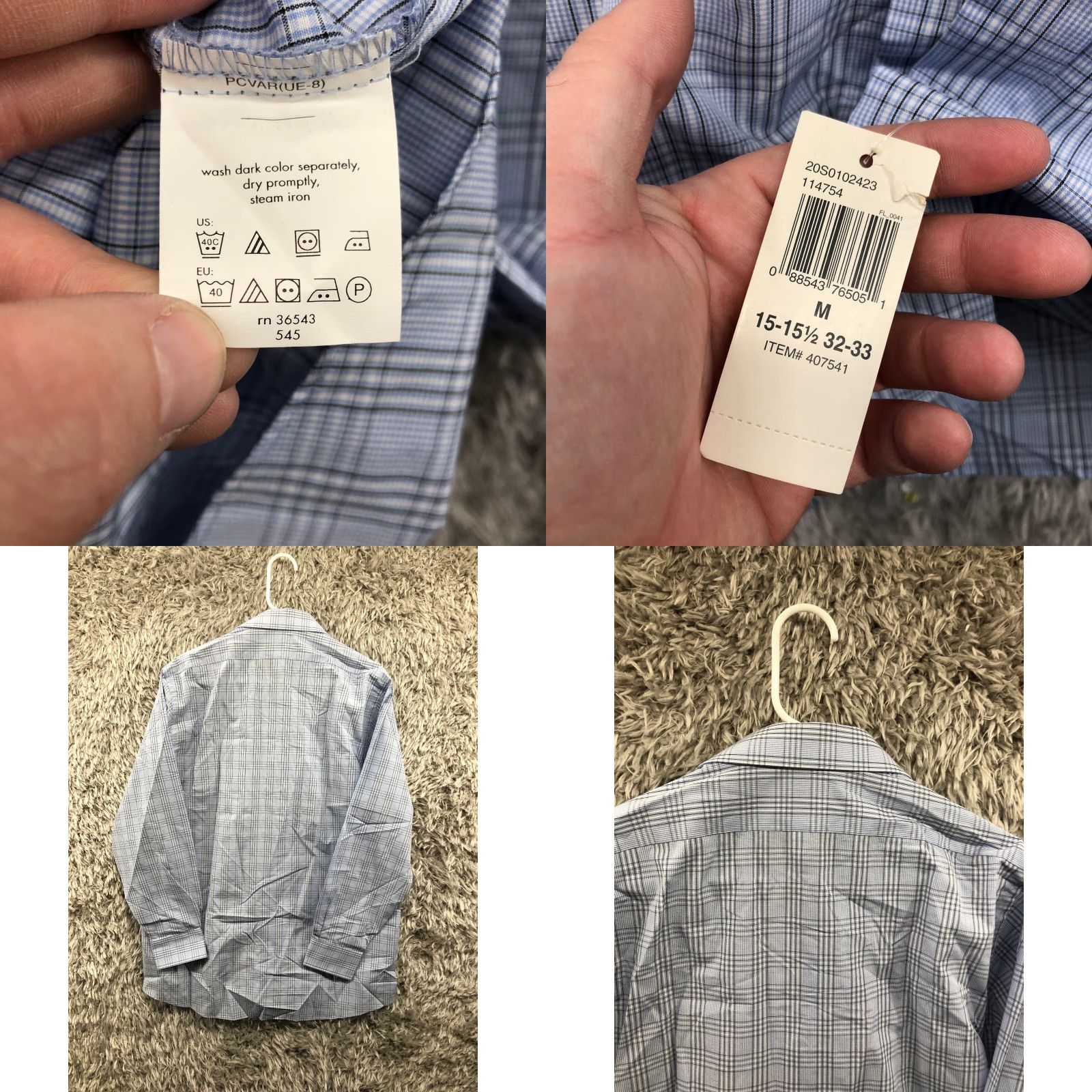 Van Heusen Van Heusen Shirt Mens Blue Plaid Long Sleeve Spread Collar Size M Regular Fit Size US M / EU 48-50 / 2 - 8 Thumbnail