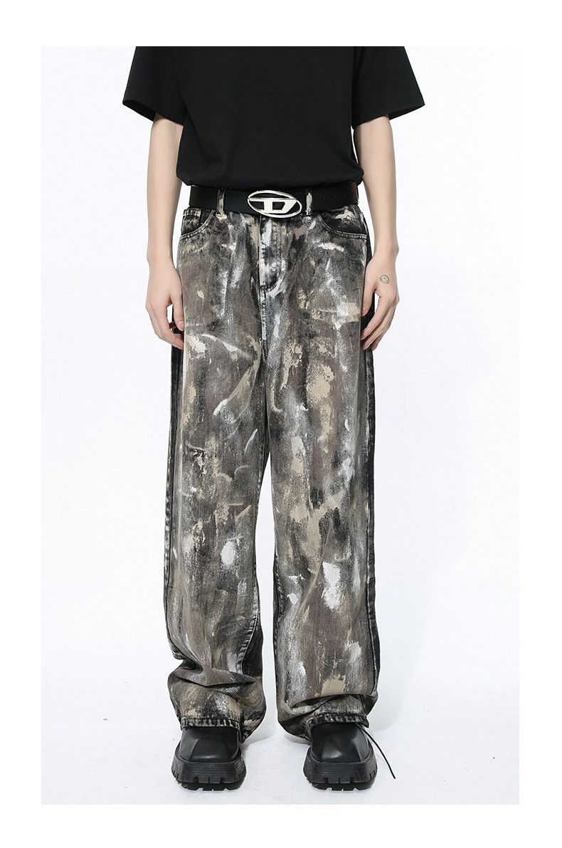 image of Tie Dye Graphic Painted Denim Jeans, Men's (Size 32)