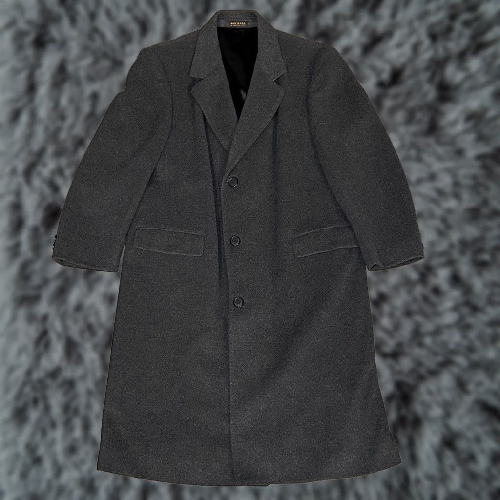 Vintage Adolfo Trench Coat Wool Cashmere Nylon Mens 44R Charcoal Jacket Over Coat Size US S / EU 44-46 / 1 - 1 Thumbnail