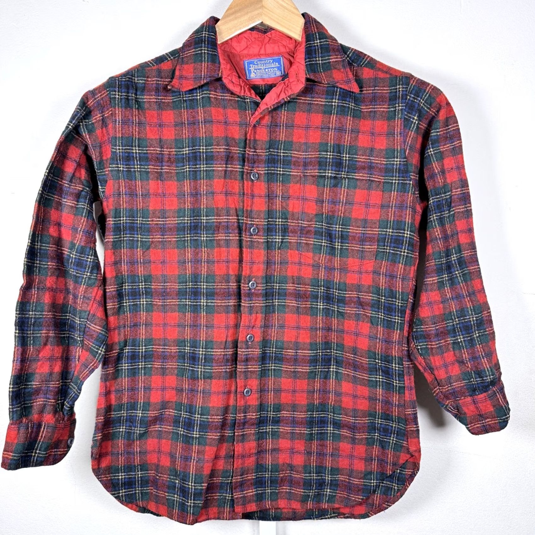 Pendleton Vintage Pendleton Shirt Men Green Red Plaid Long Sleeve Medium Wool Virgin Button-Up Size US M / EU 48-50 / 2 - 2 Thumbnail