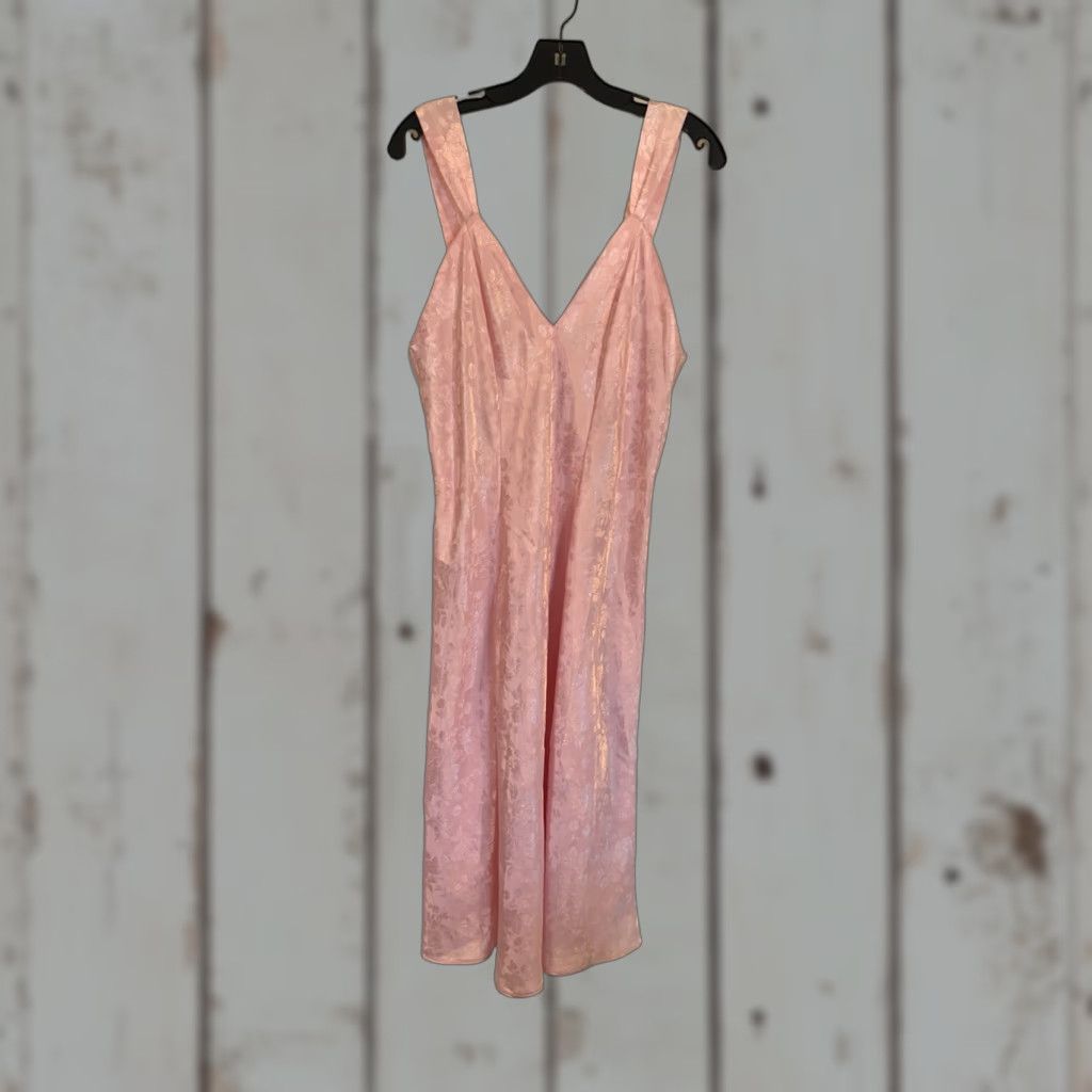 Vintage Morgan Taylor Womens Dress V-Neck Pink Satin Sleeveless Nightgown L Slip Pink Satin Nightgown Womens L Size L / US 10 / IT 46 - 1 Thumbnail
