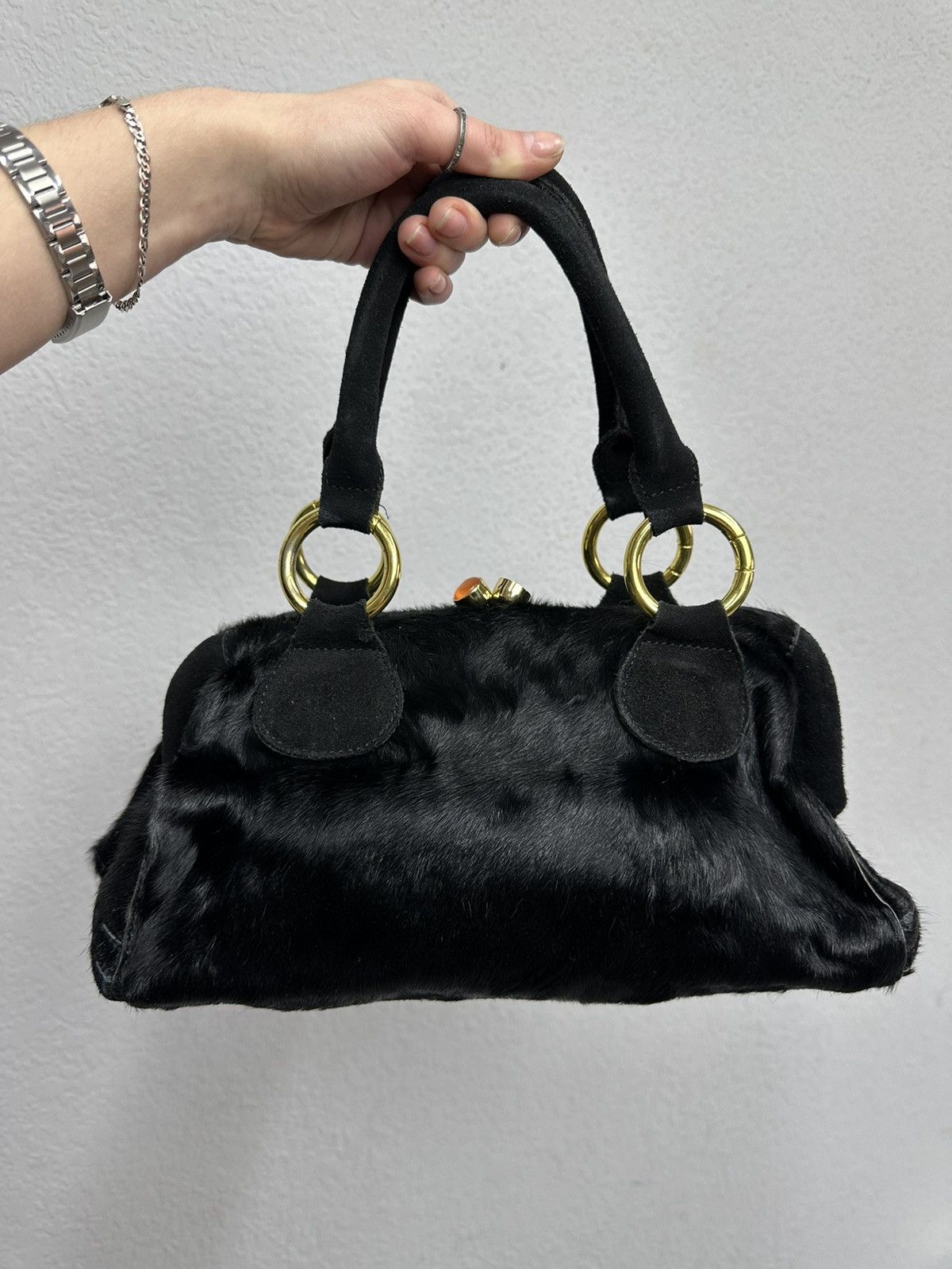 Celine Vintage 90s Fur Bag Celine Hobo IfSixWasNine Y2K AvantGarde Size ONE SIZE - 11 Thumbnail