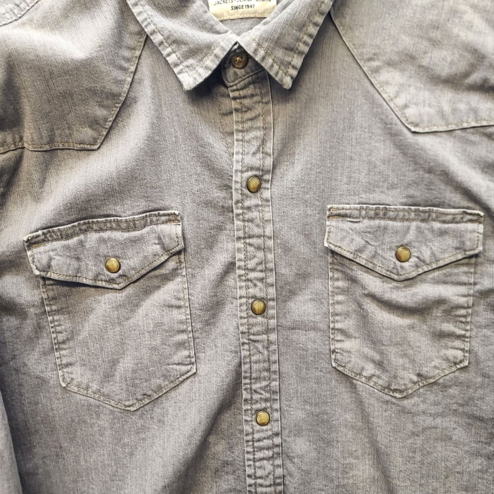 Wrangler Wrangler Chambray Shirt Mens 2XL Regular Fit Pearl Snap Long Sleeve Workwear Size US XXL / EU 58 / 5 - 4 Thumbnail